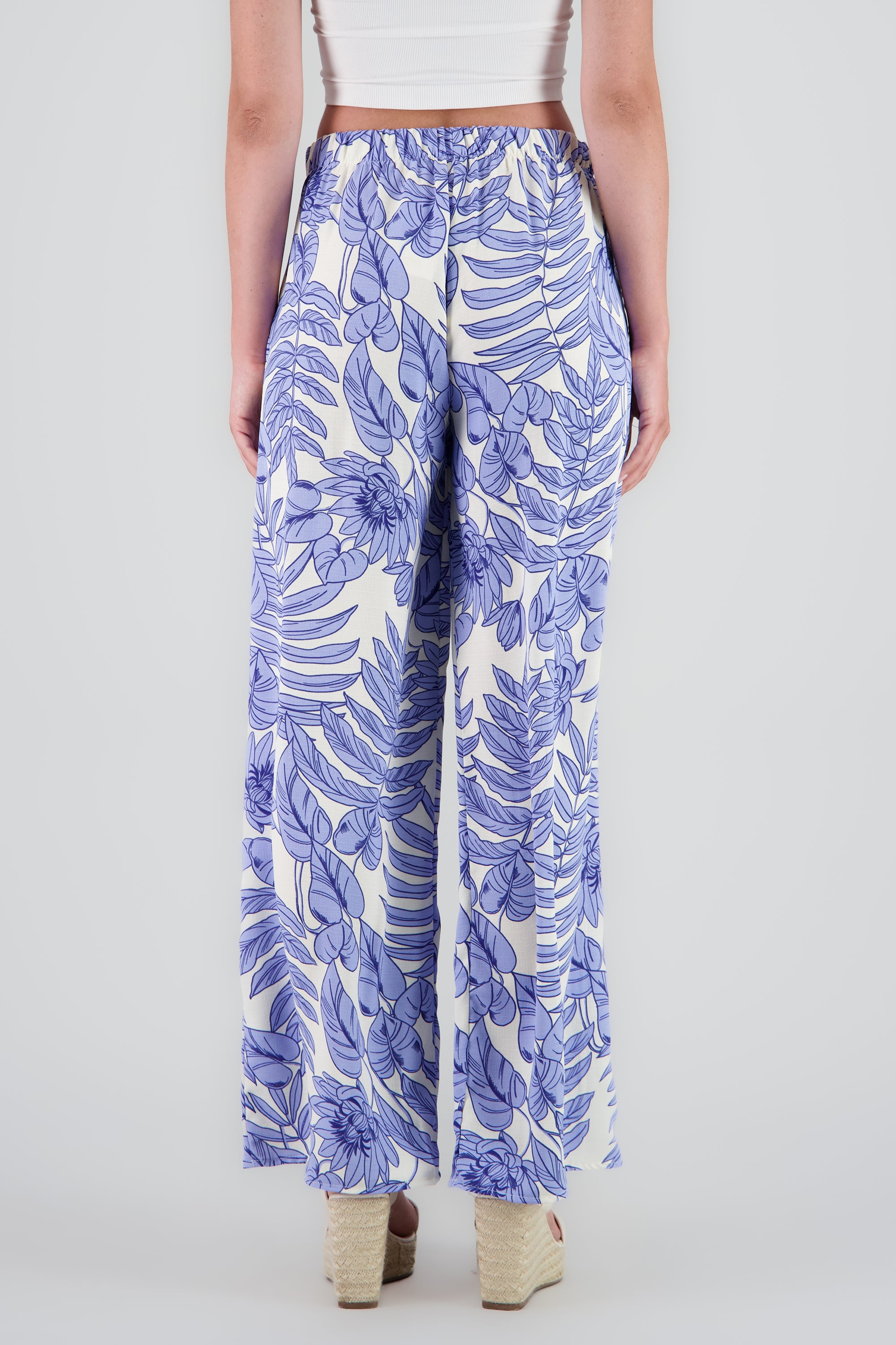 Pantalon amplio fluido estampado AZUL COMBO