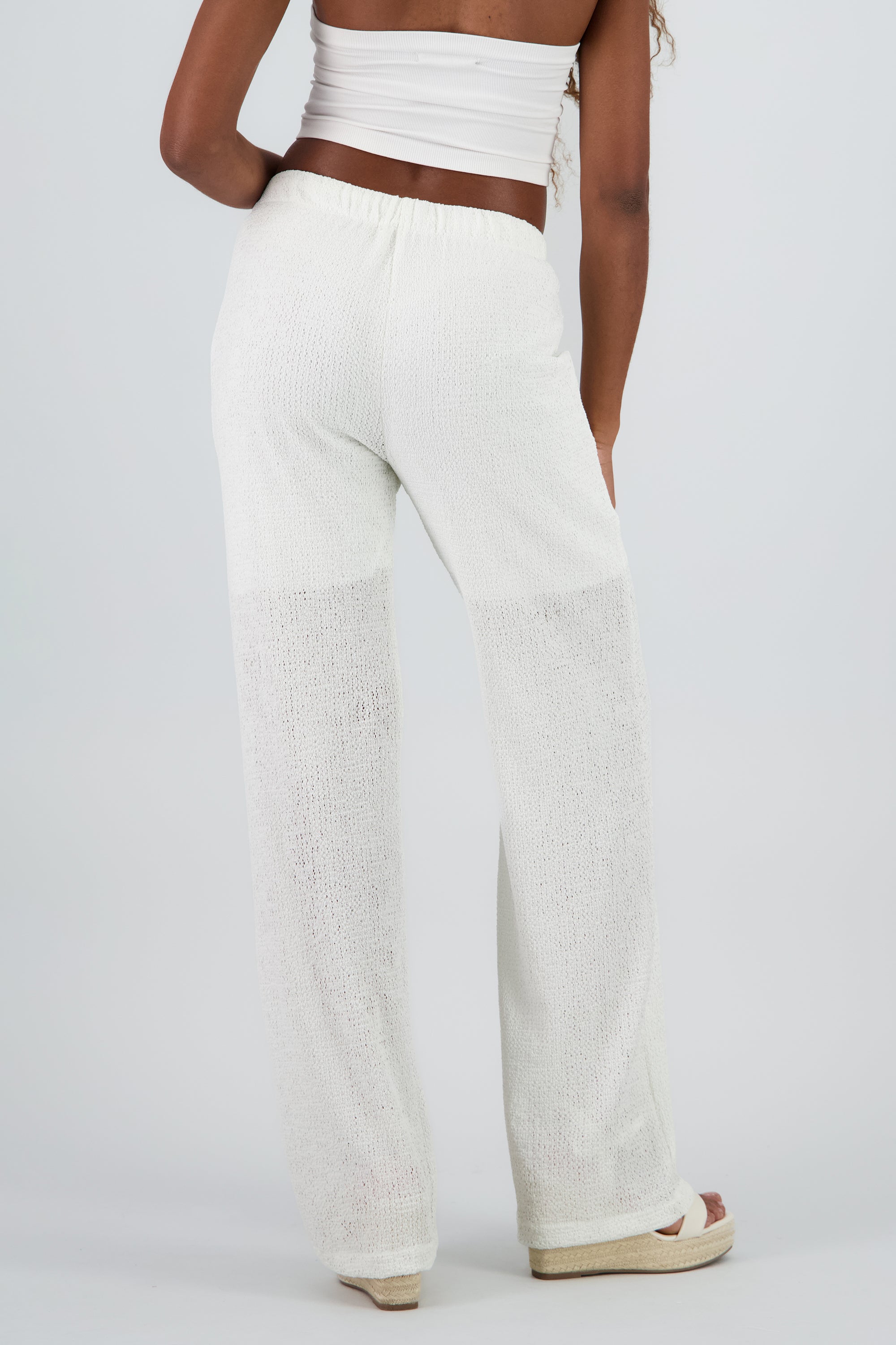 Pantalones wide leg de textura BLANCO