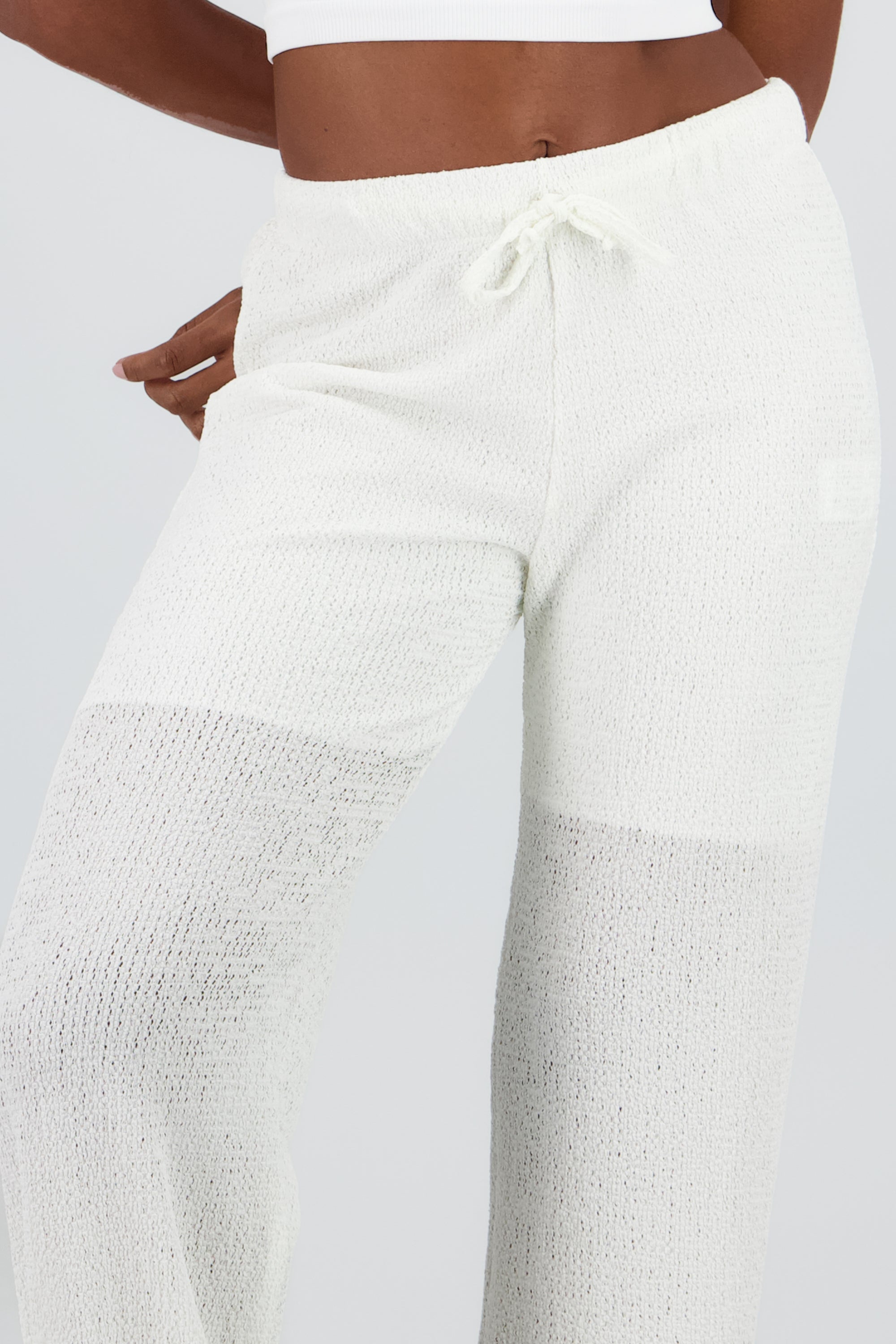 Pantalones wide leg de textura BLANCO