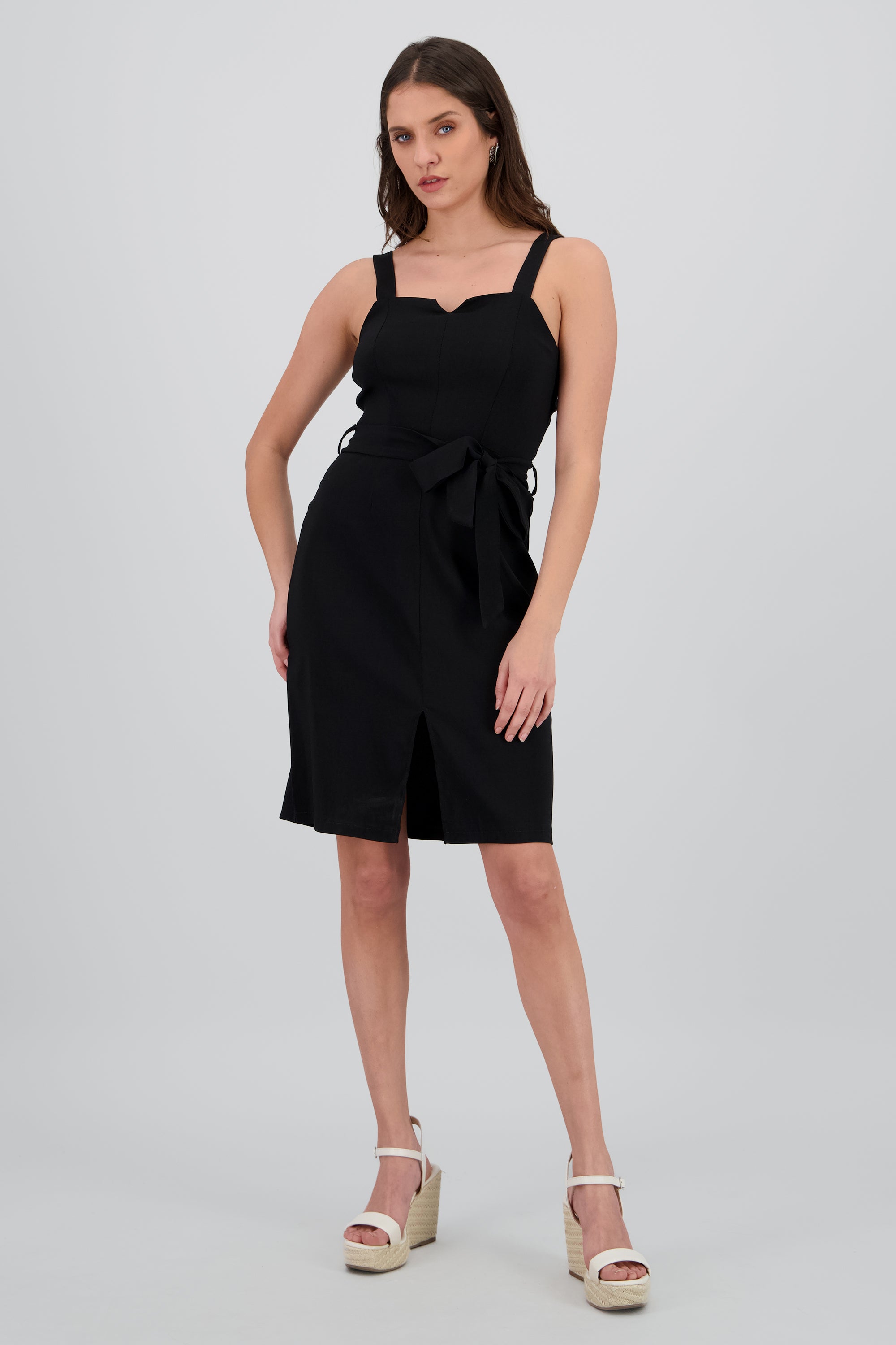 Vestido maxi tirantes detalle liston NEGRO