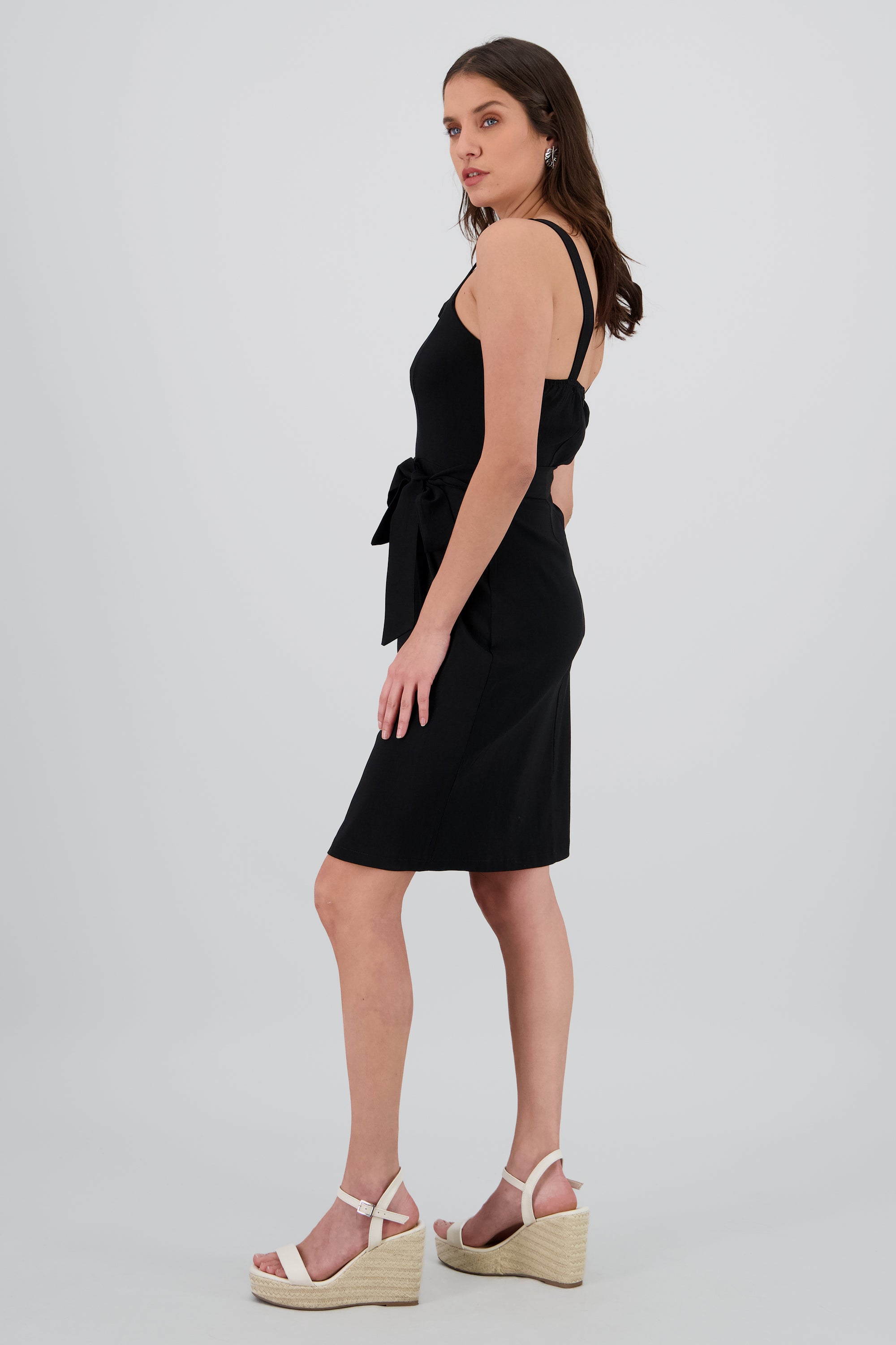 Vestido maxi tirantes detalle liston NEGRO