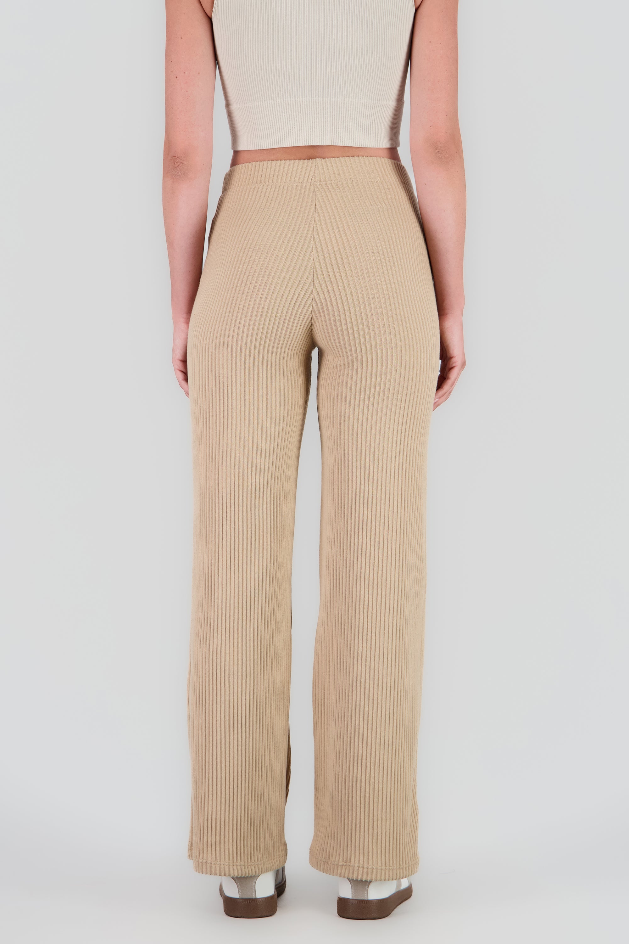 Pantalon recto con jareta rib suave KHAKI