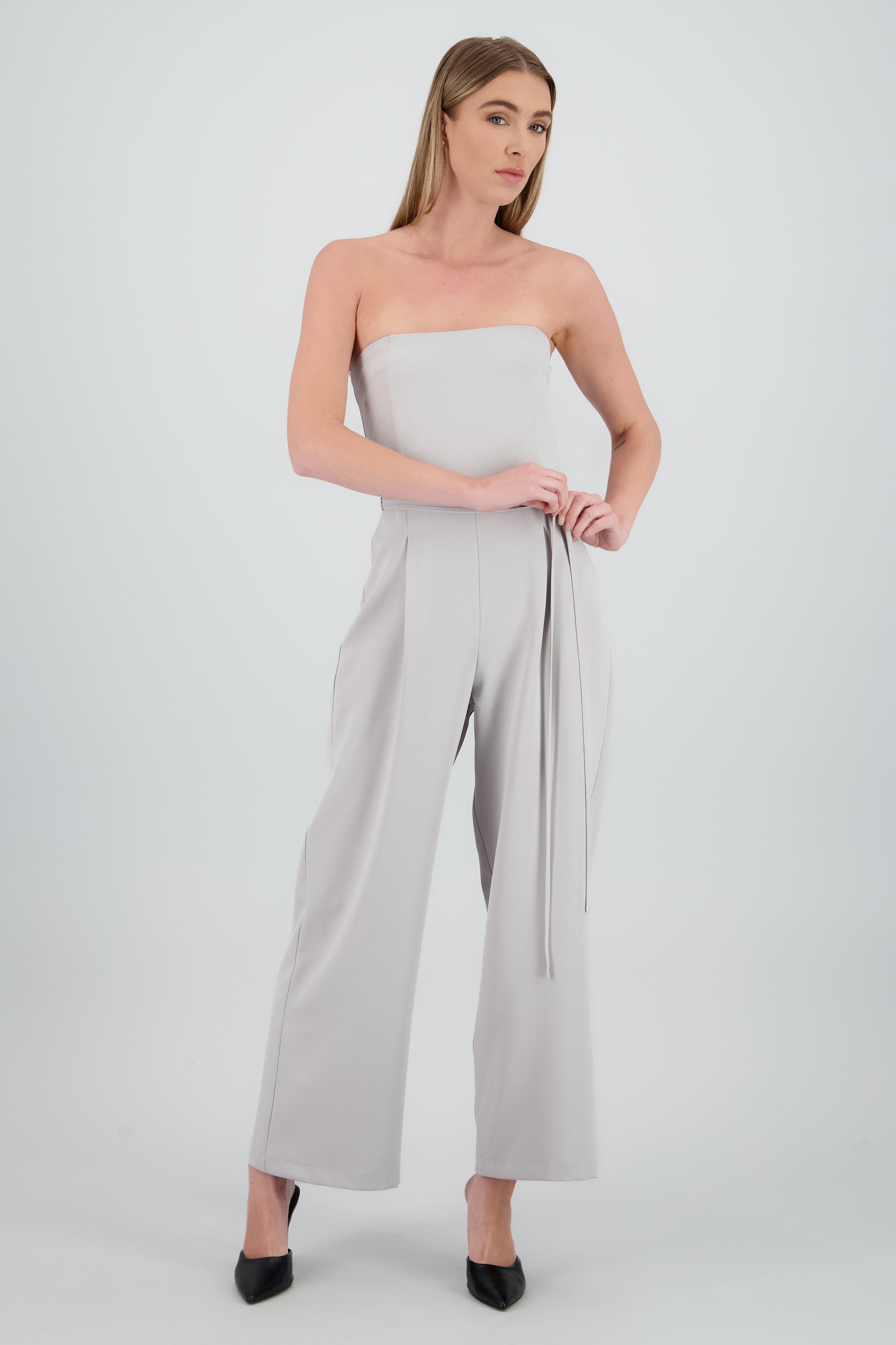 Jumpsuit strapples sastreado GRIS CLARO