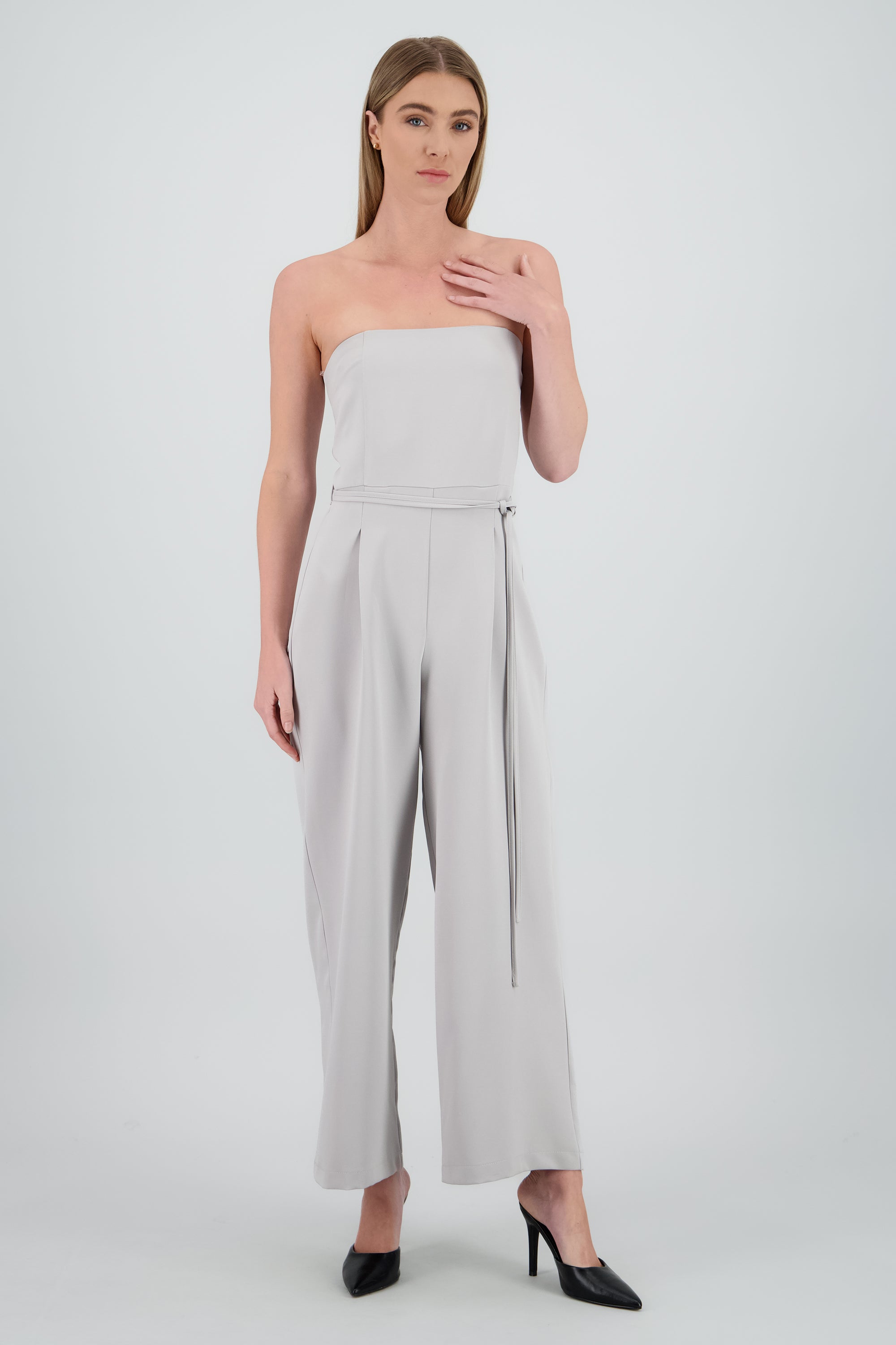 Jumpsuit strapples sastreado GRIS CLARO