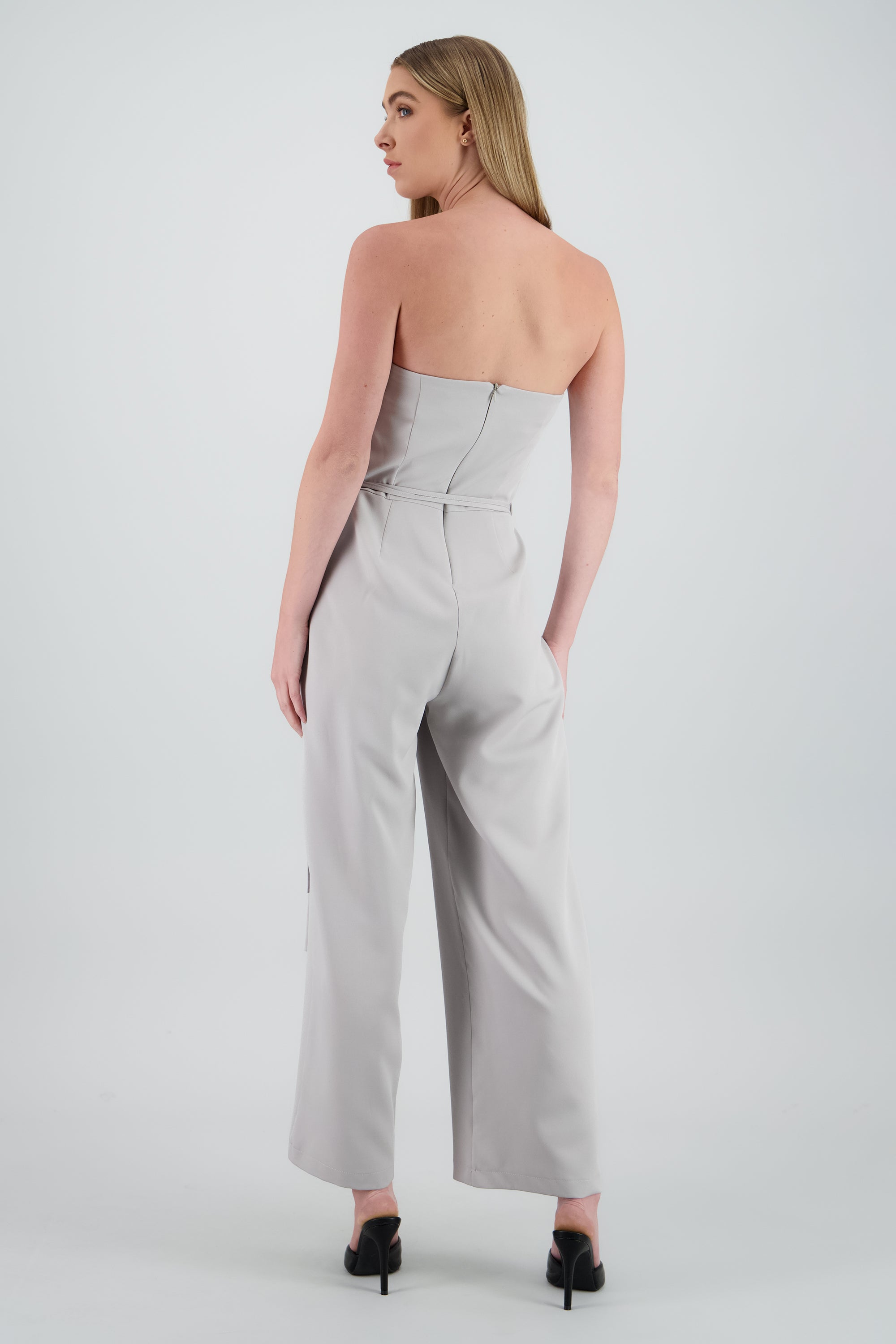 Jumpsuit strapples sastreado GRIS CLARO