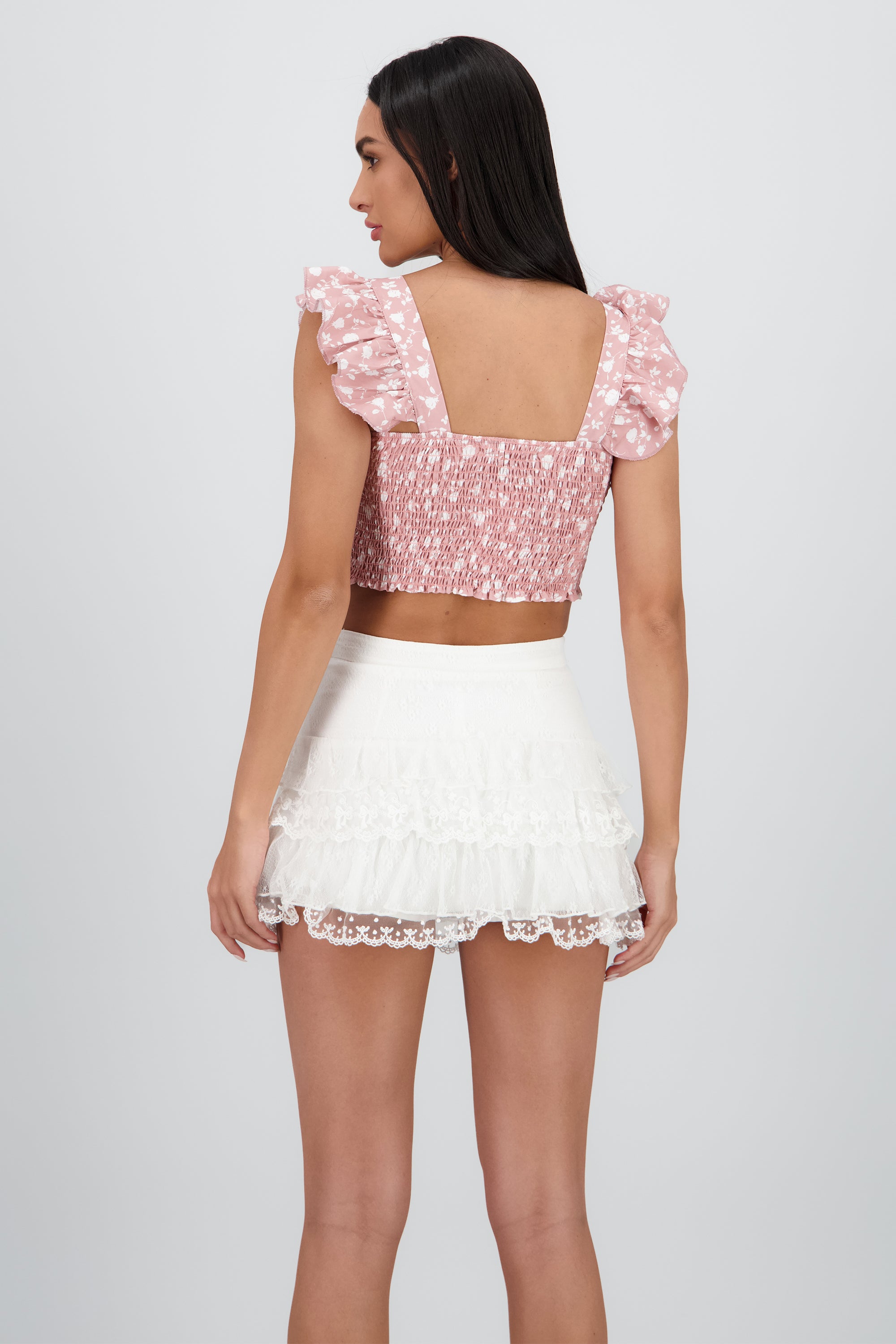 Top crop olanes estampado flores ROSA