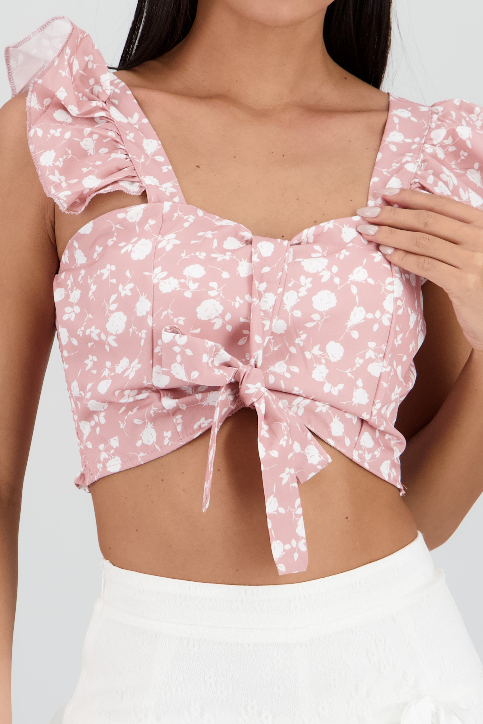 Top crop olanes estampado flores ROSA