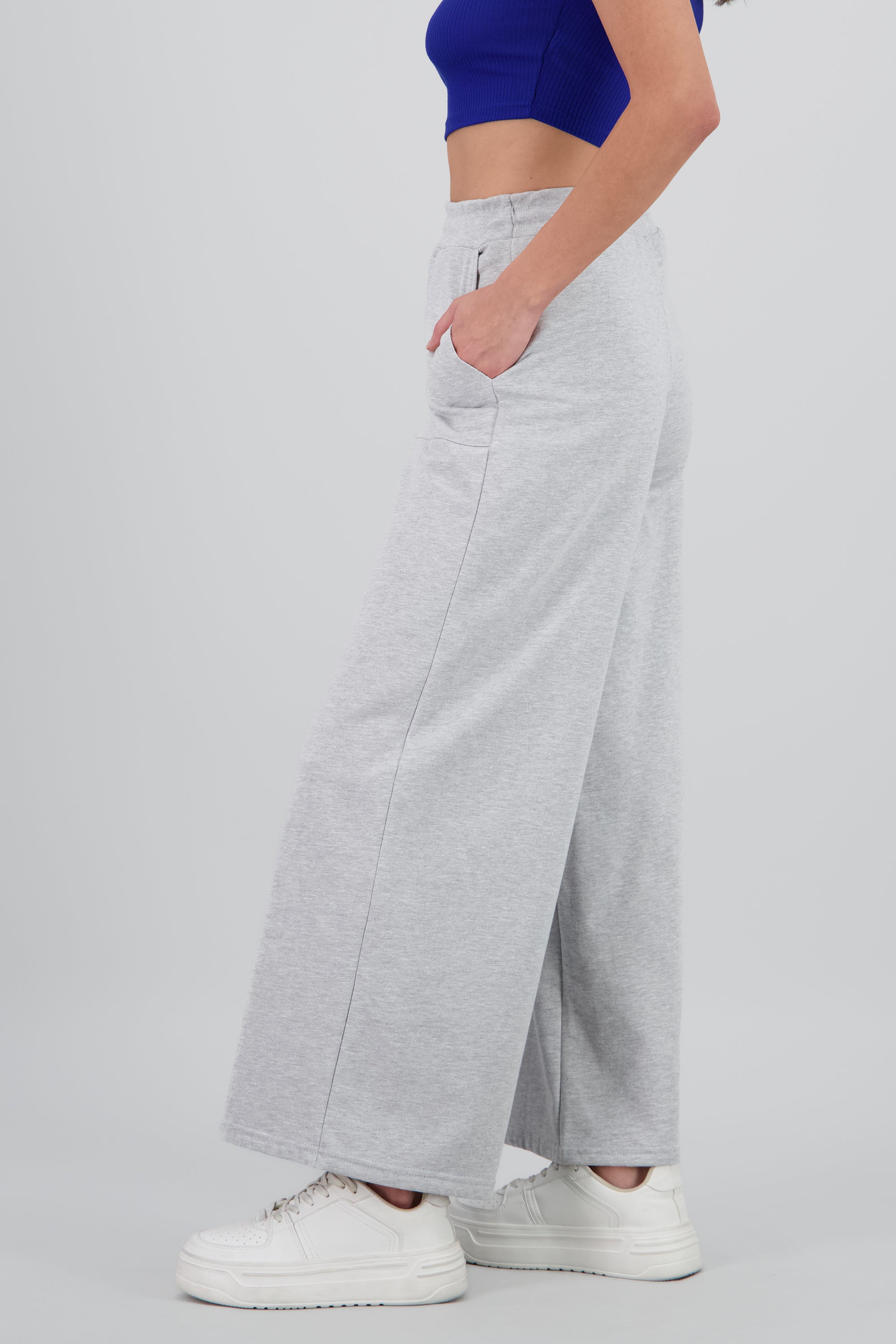 Pants amplios resorte detalle costura bolsas GRIS