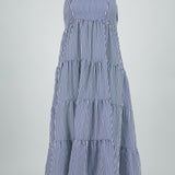 Vestido midi tirantes gruesos olanes