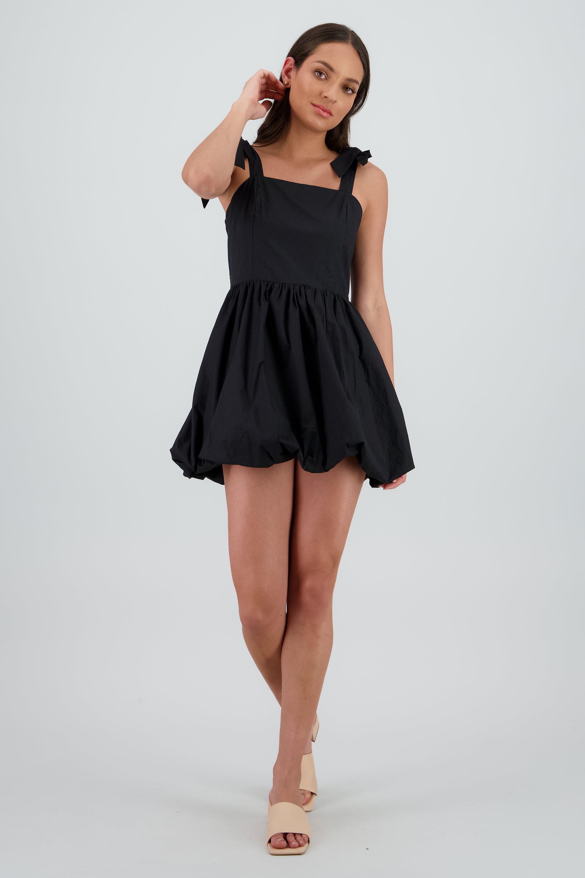 Vestido mini bubble tirante moño Hypsters NEGRO