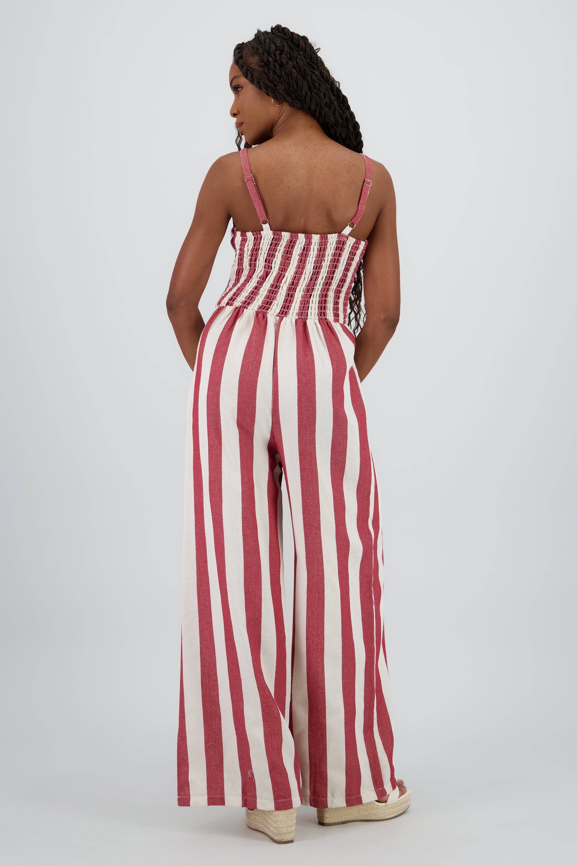 Jumpsuit detalle rayas tirantes ROJO COMBO