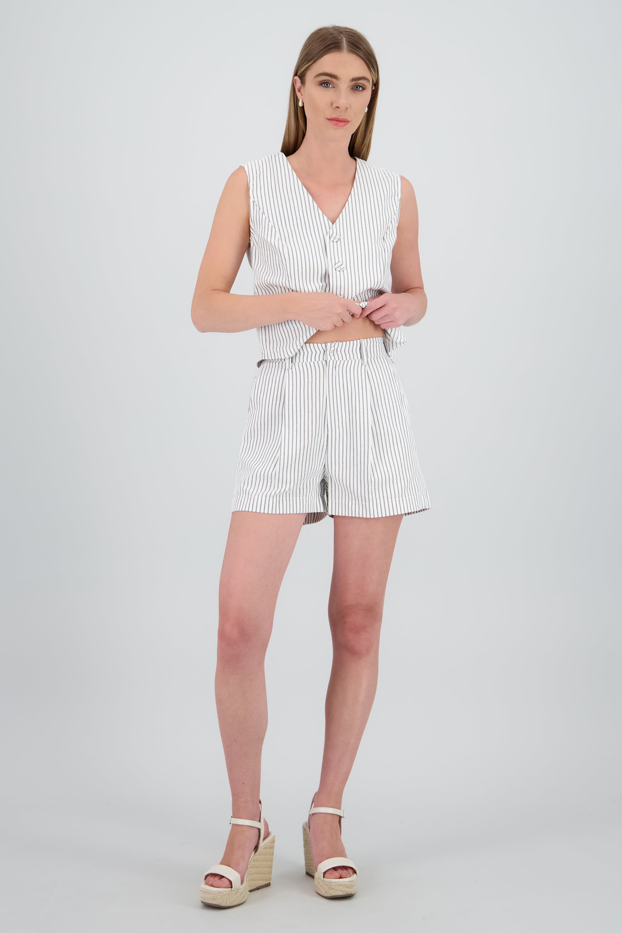 Short amplio rayas NEGRO