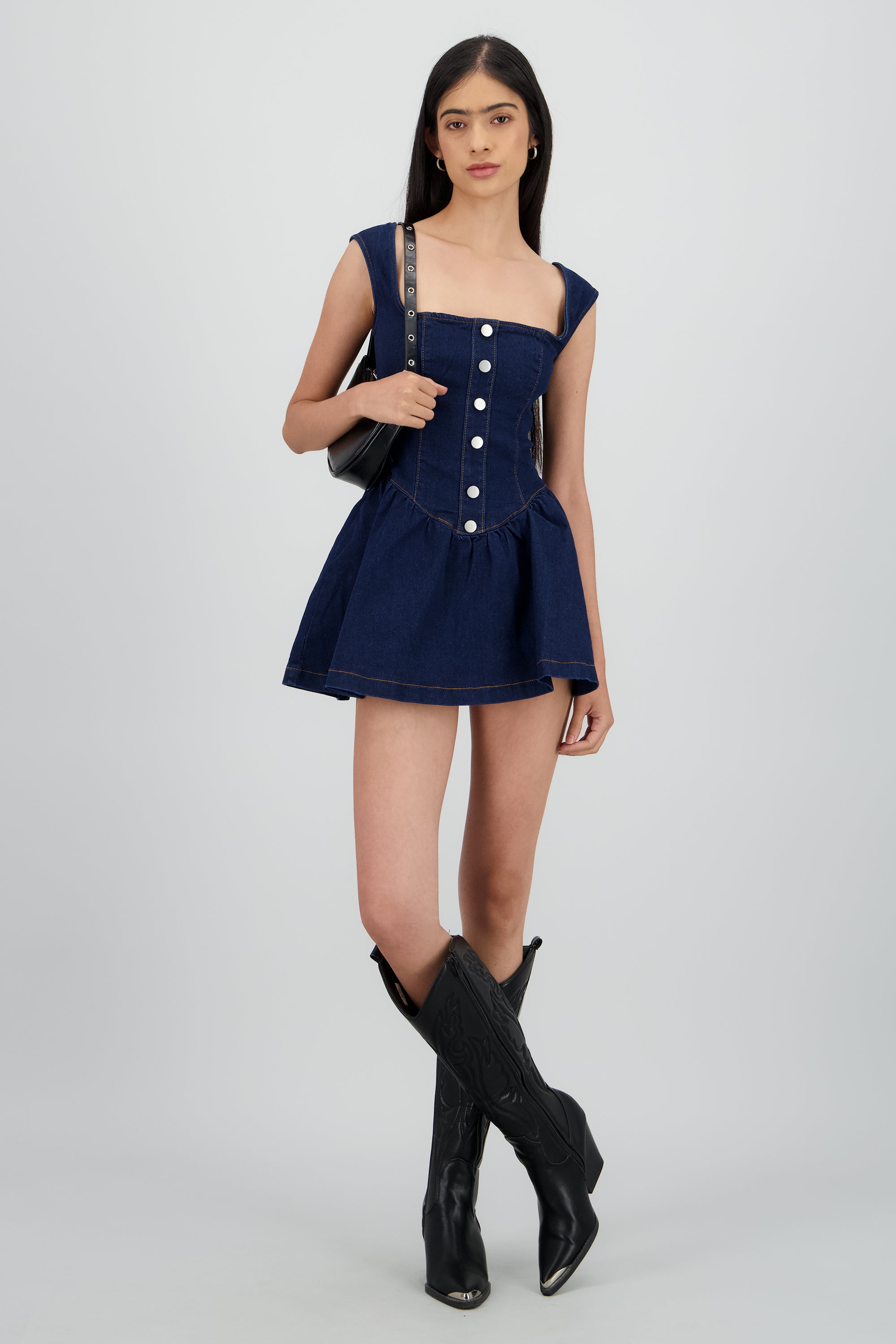 Vestido denim botones DARK WASH