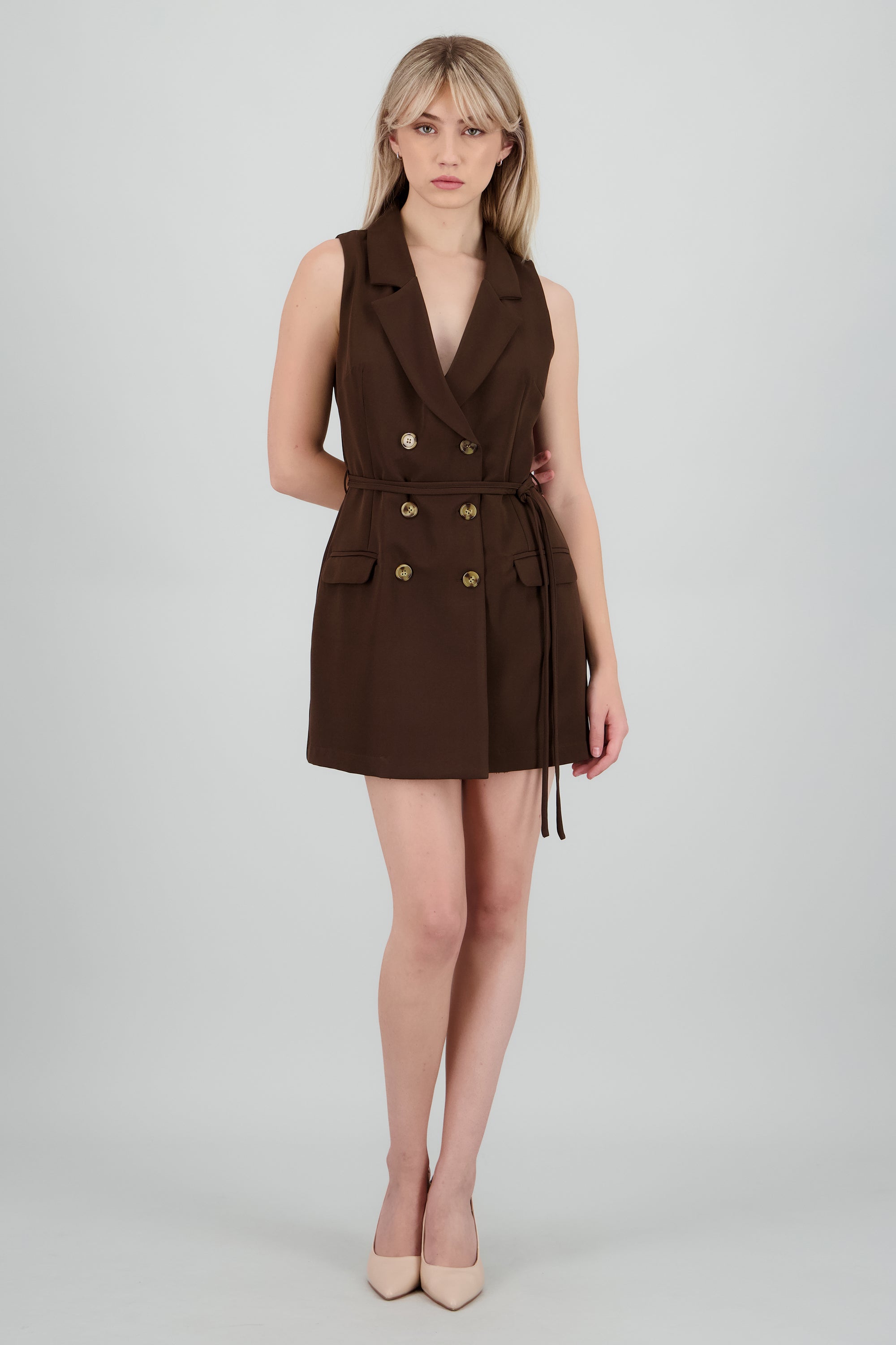 Vestido blazer botones CHOCOLATE