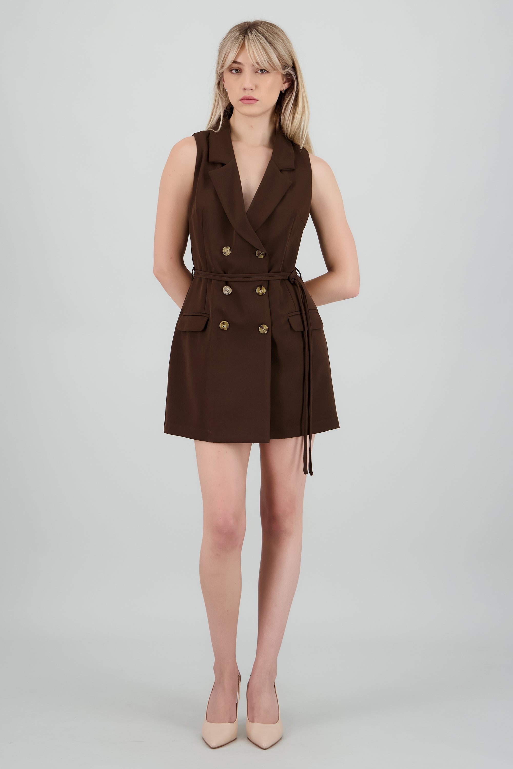 Vestido blazer botones CHOCOLATE