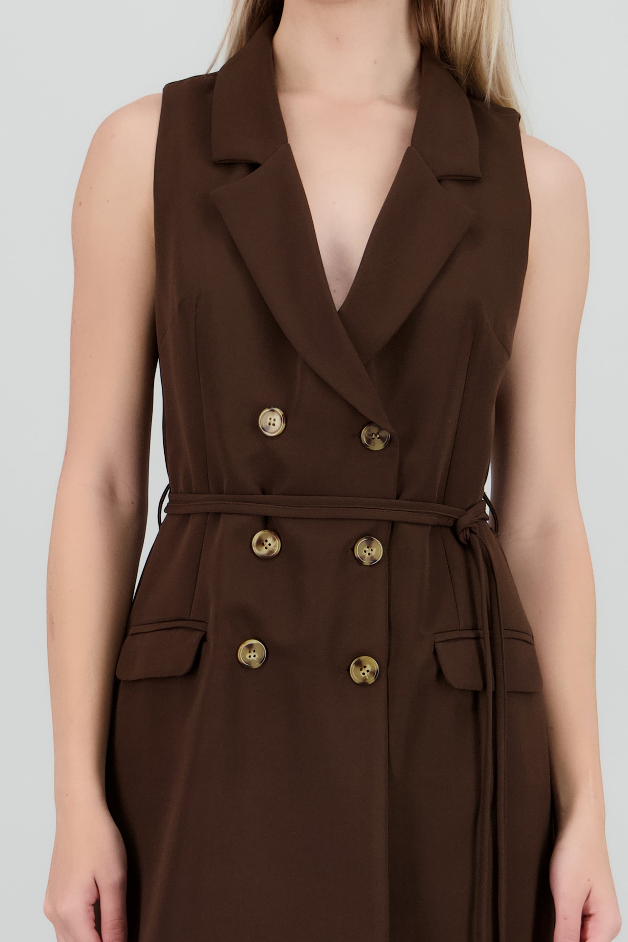 Vestido blazer botones CHOCOLATE