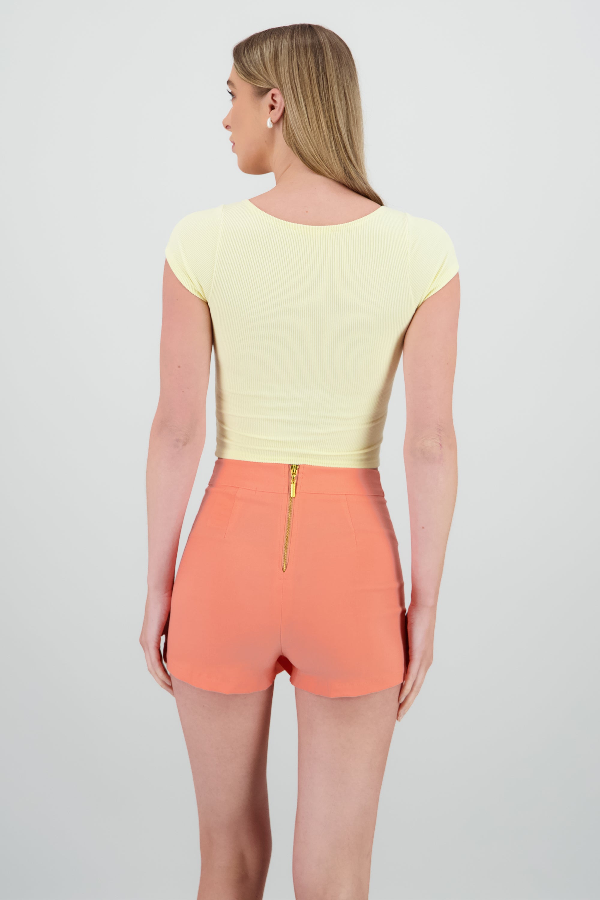 Top escote cuadro rib AMARILLO PASTEL