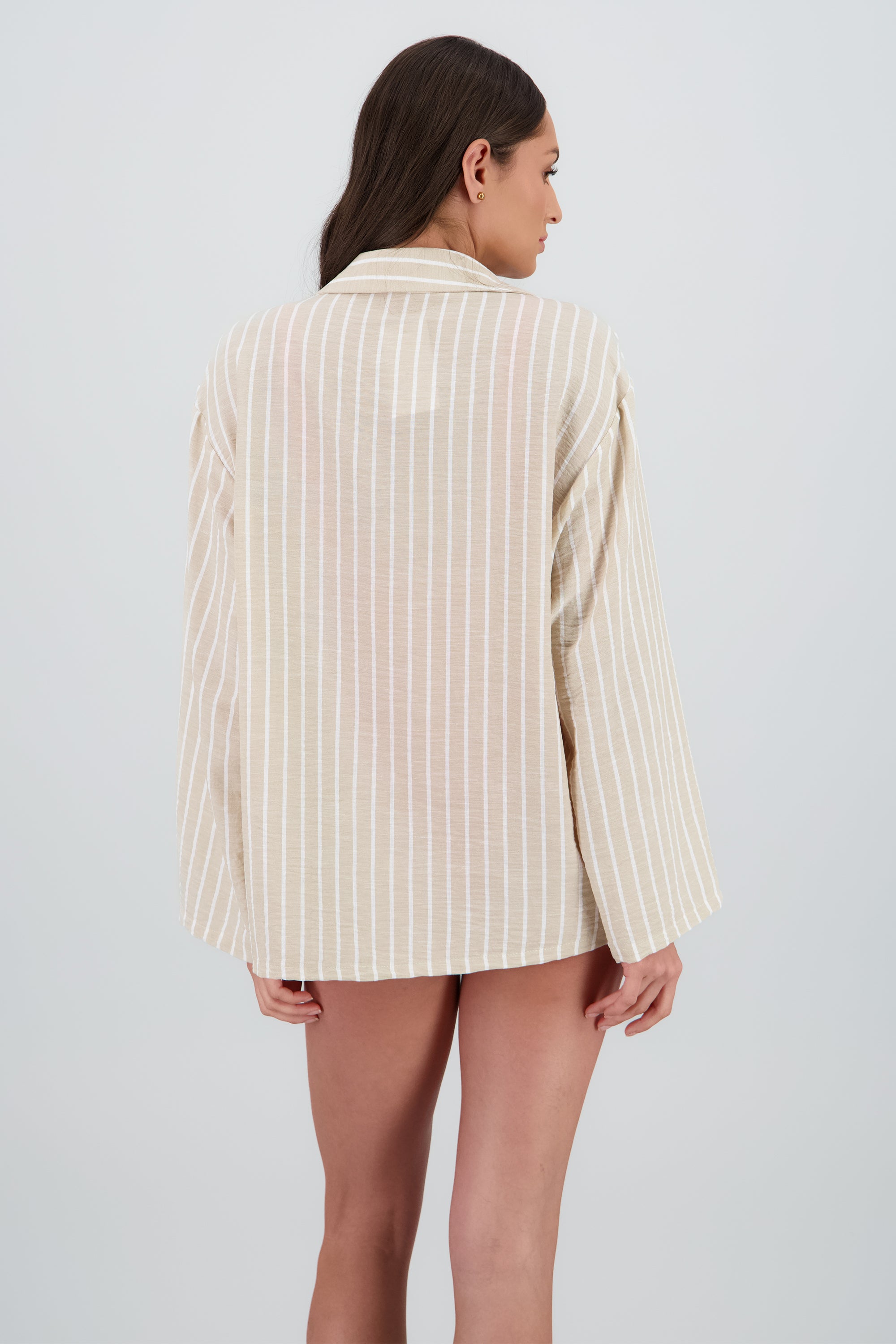 Camisa oversized lineas KHAKI