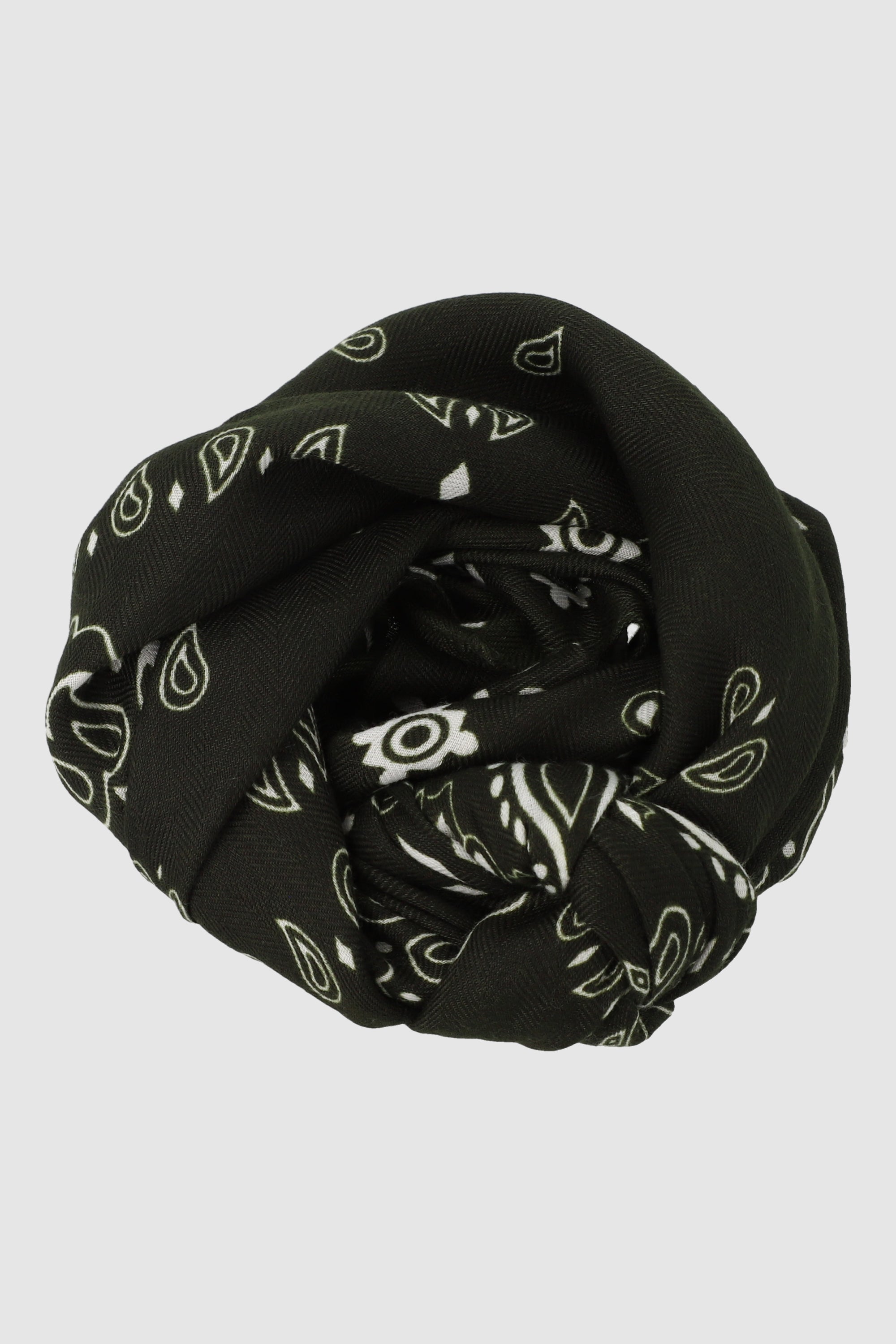 Pañuelo paisleys borde contraste OLIVO