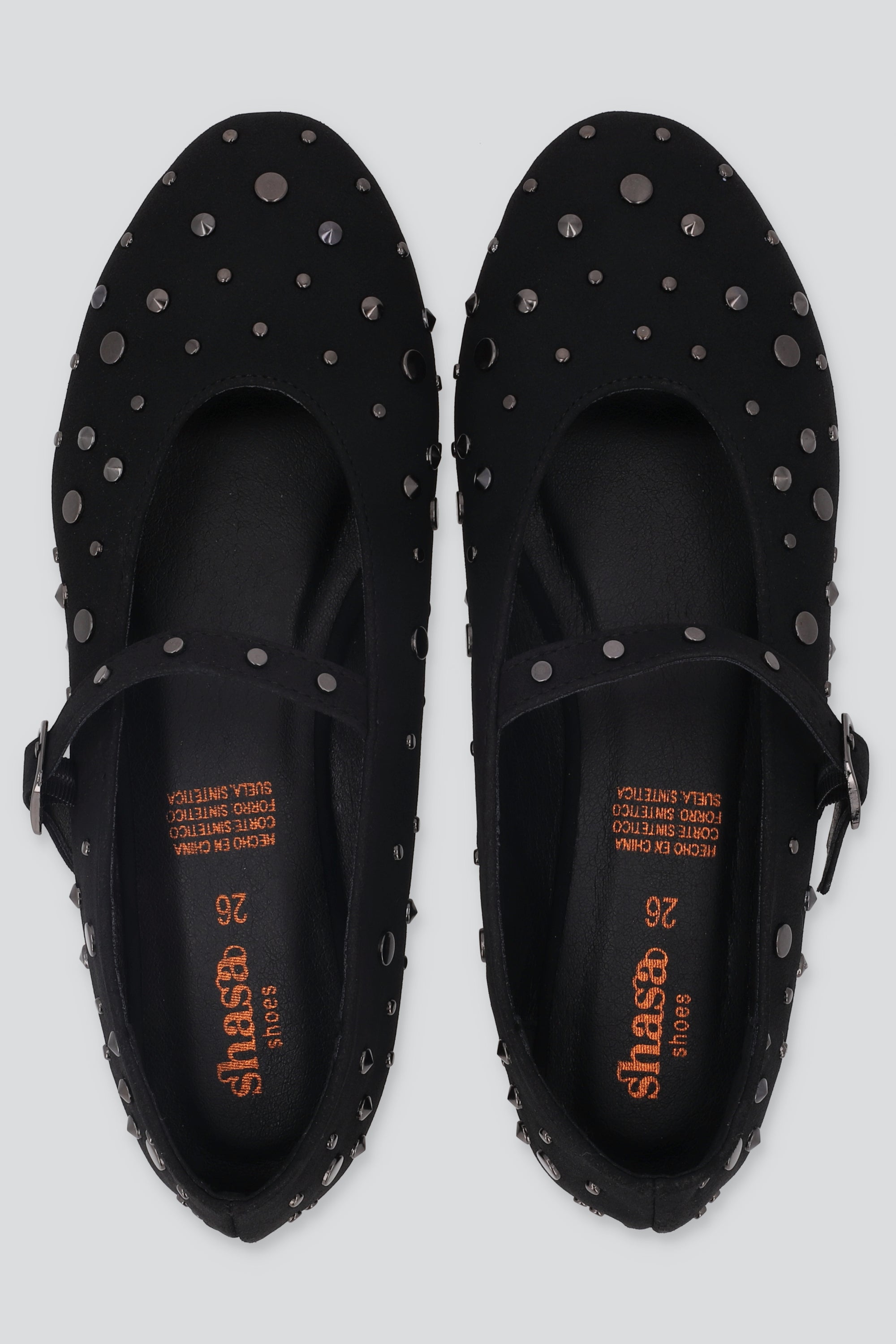 Flat mary jane estoperol bola tamaño NEGRO