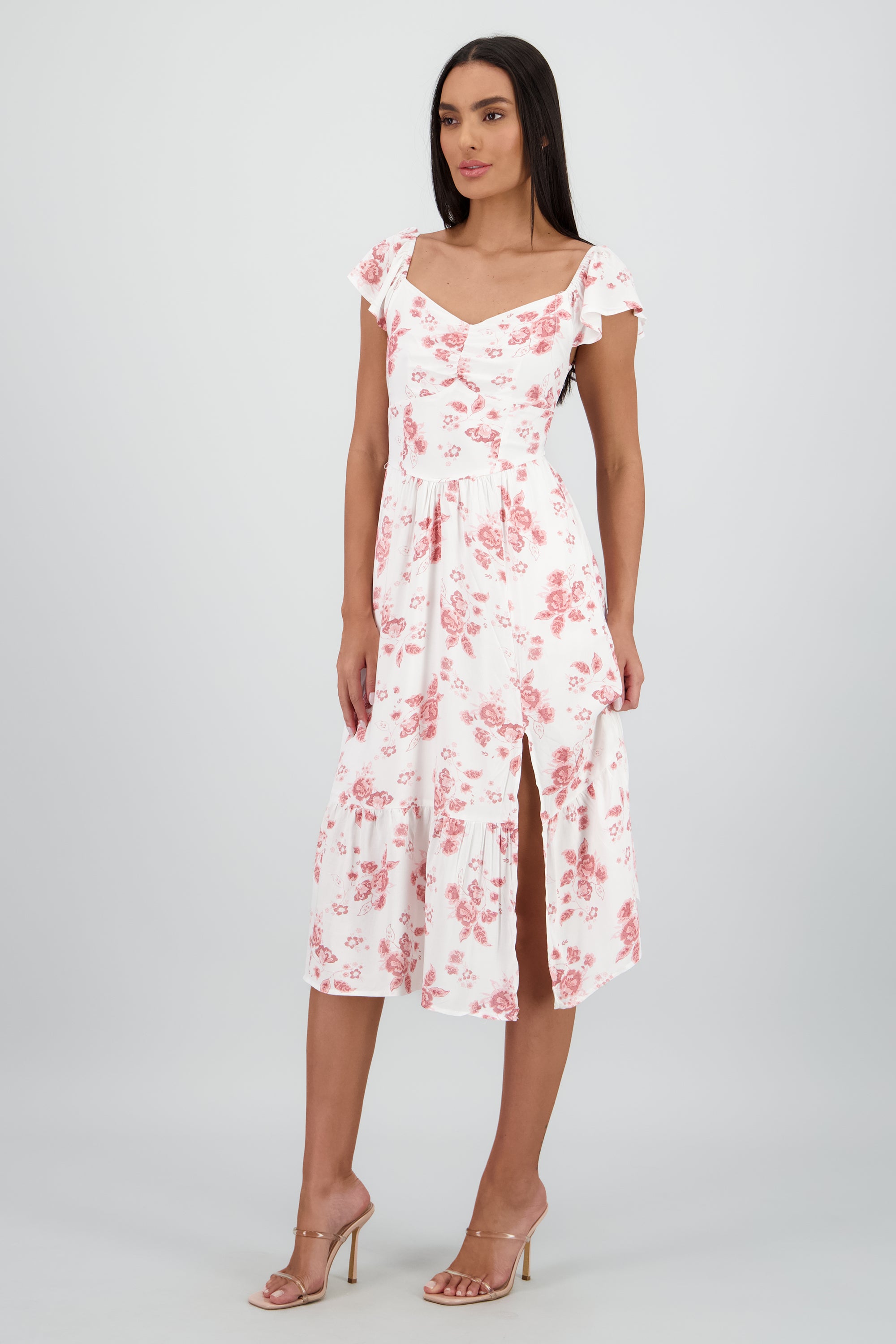 Vestido midi flores ROSA COMBO
