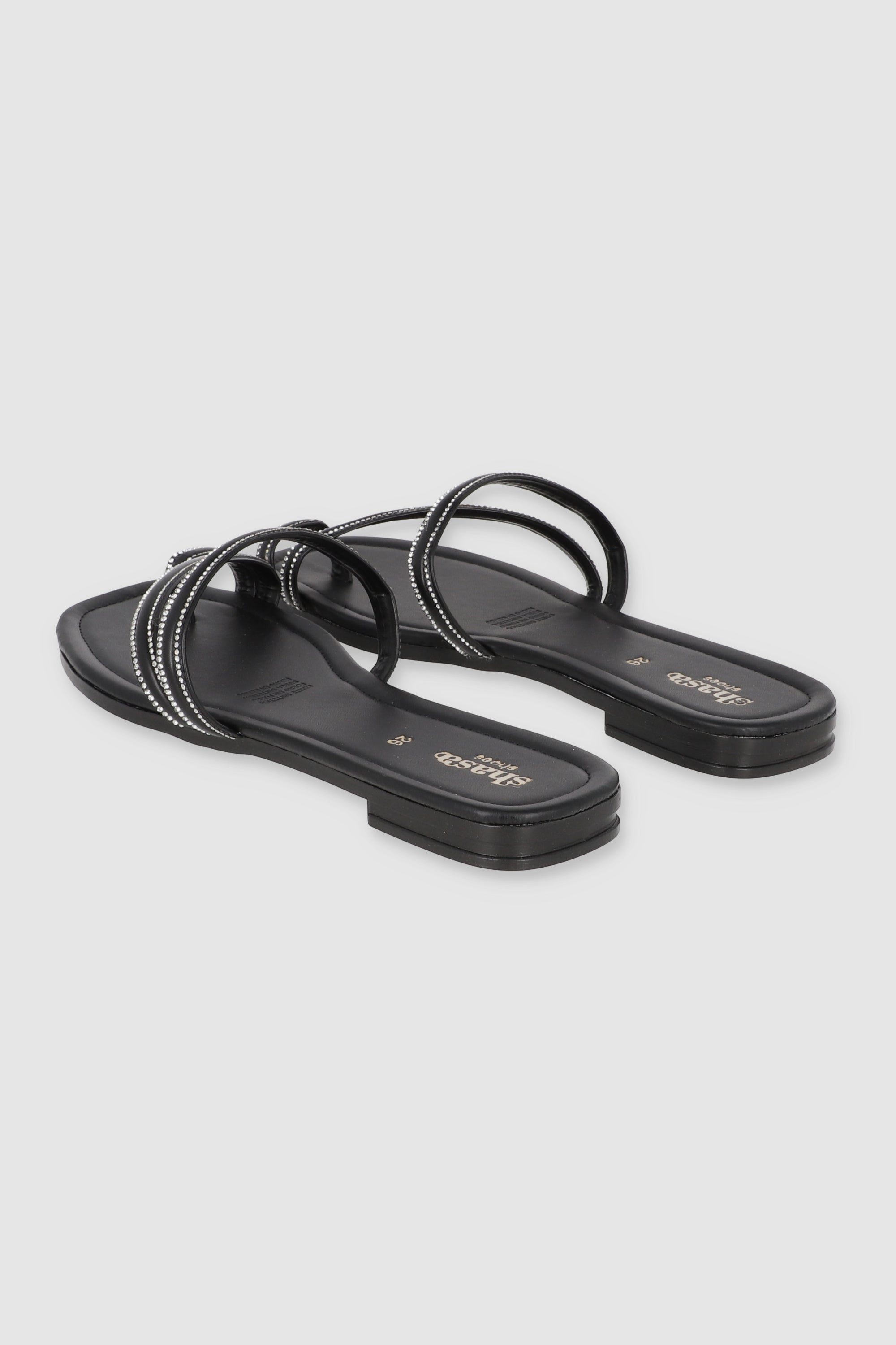Sandalia tiras detalle mini brillos tira diaaginal NEGRO