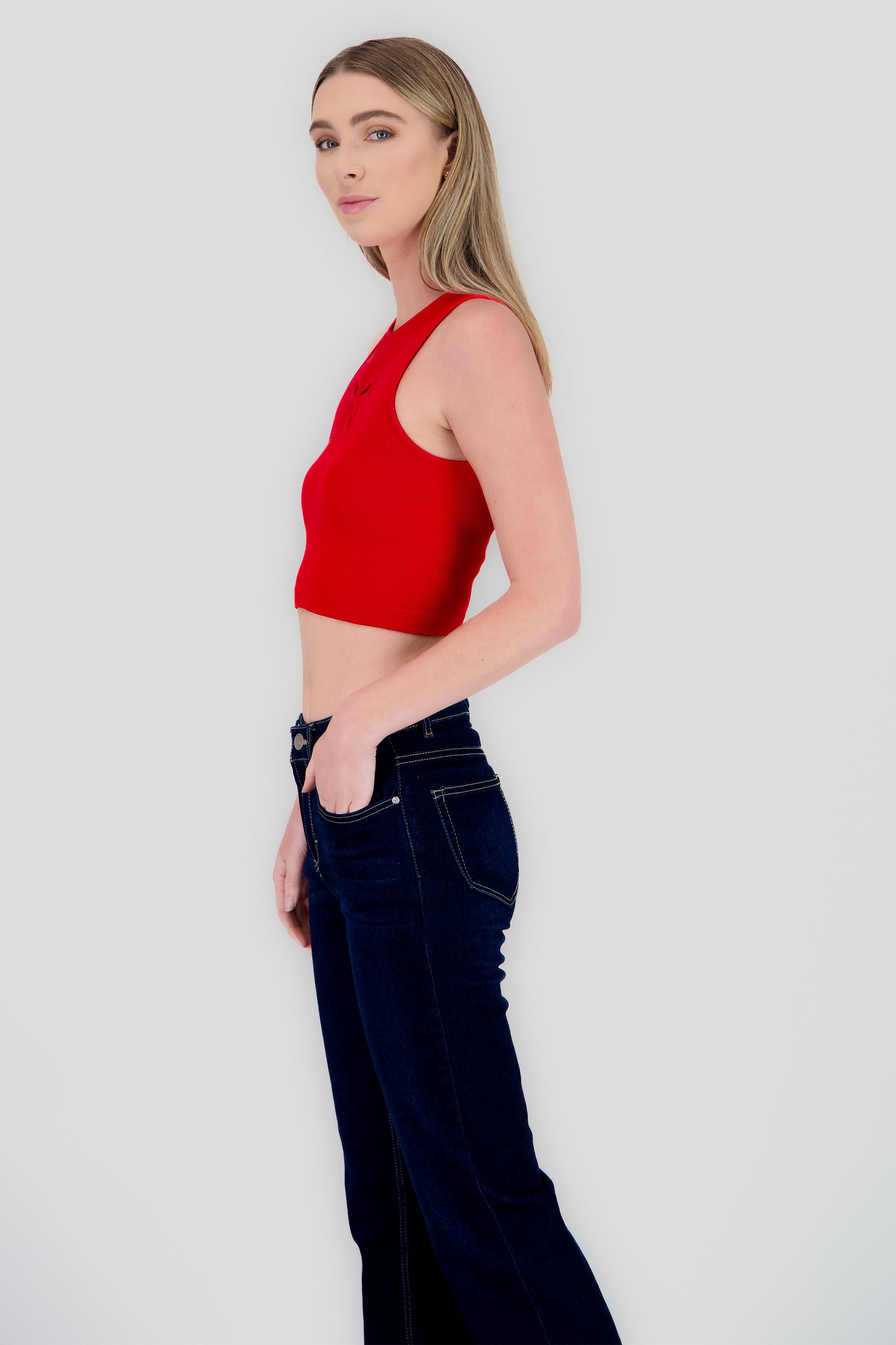 Top flor cut out ROJO