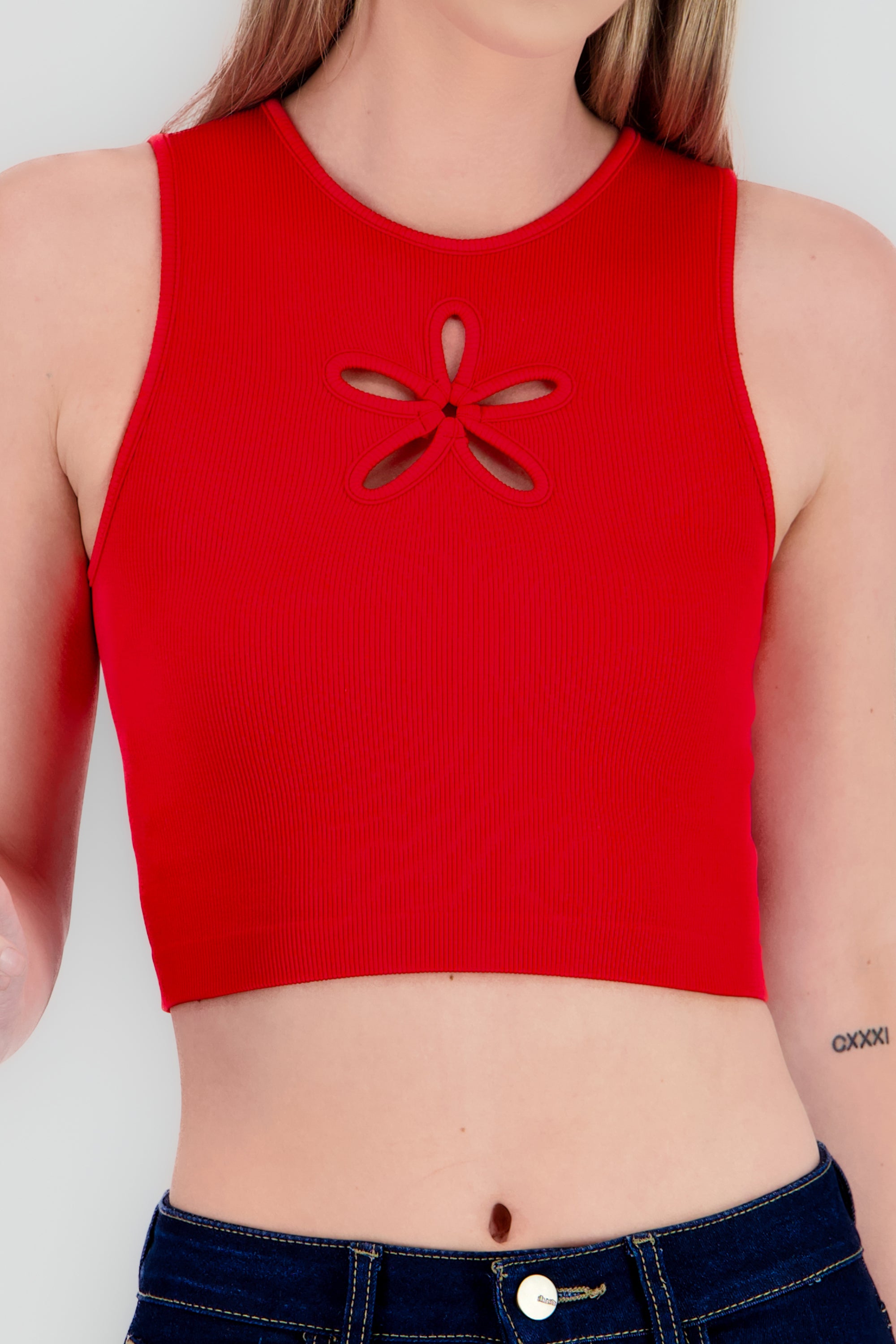 Top flor cut out ROJO