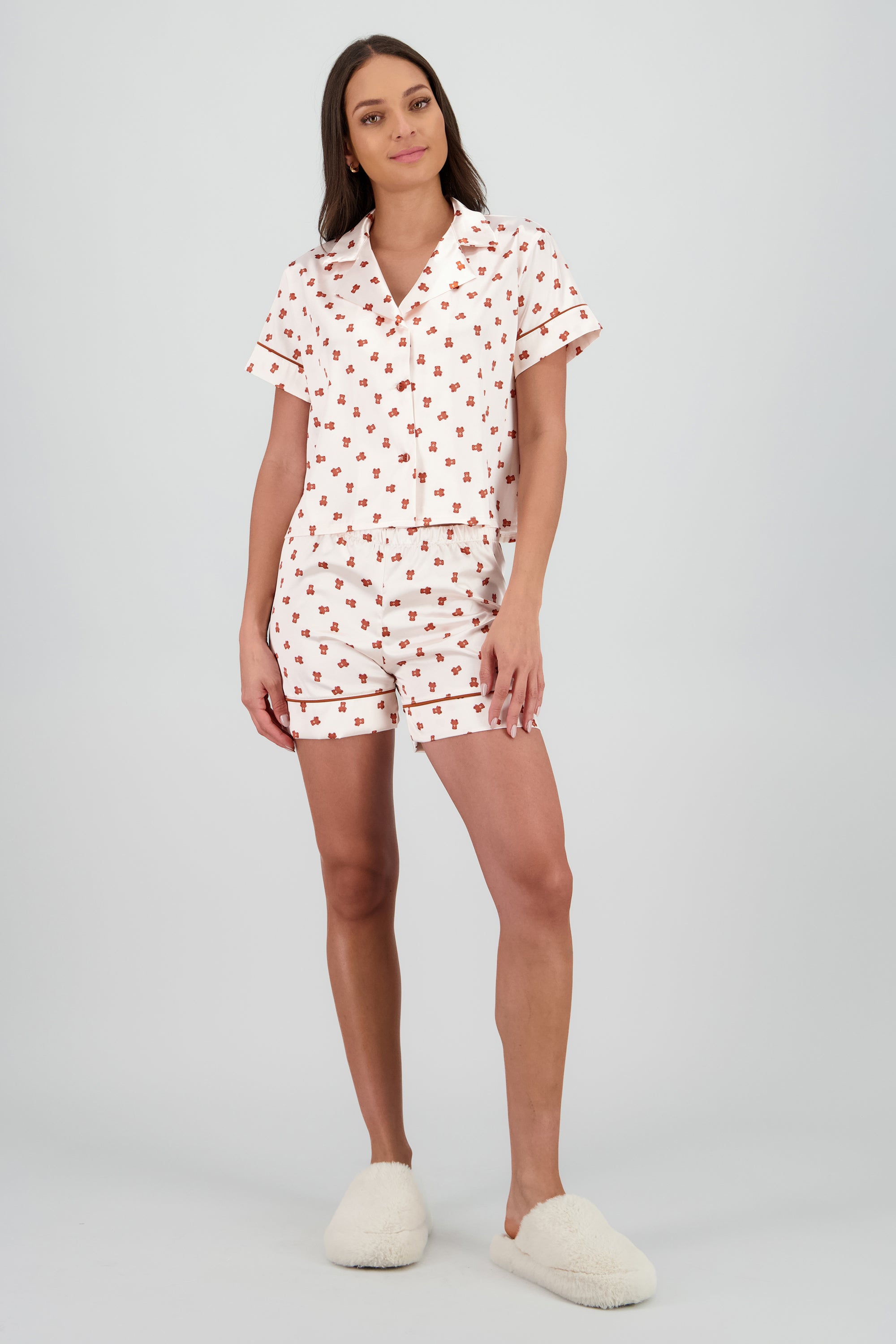 Pijama camisera estampado formas short CAFE