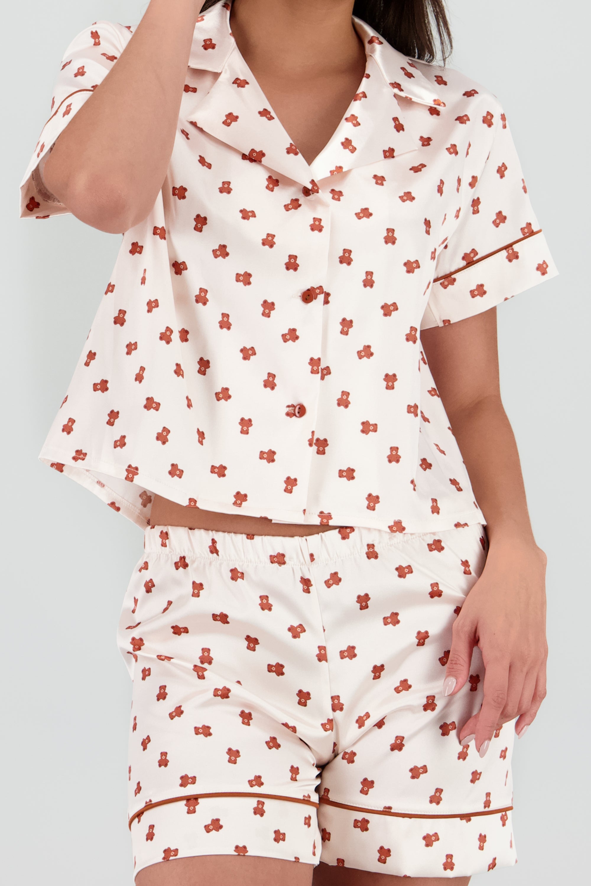 Pijama camisera estampado formas short CAFE