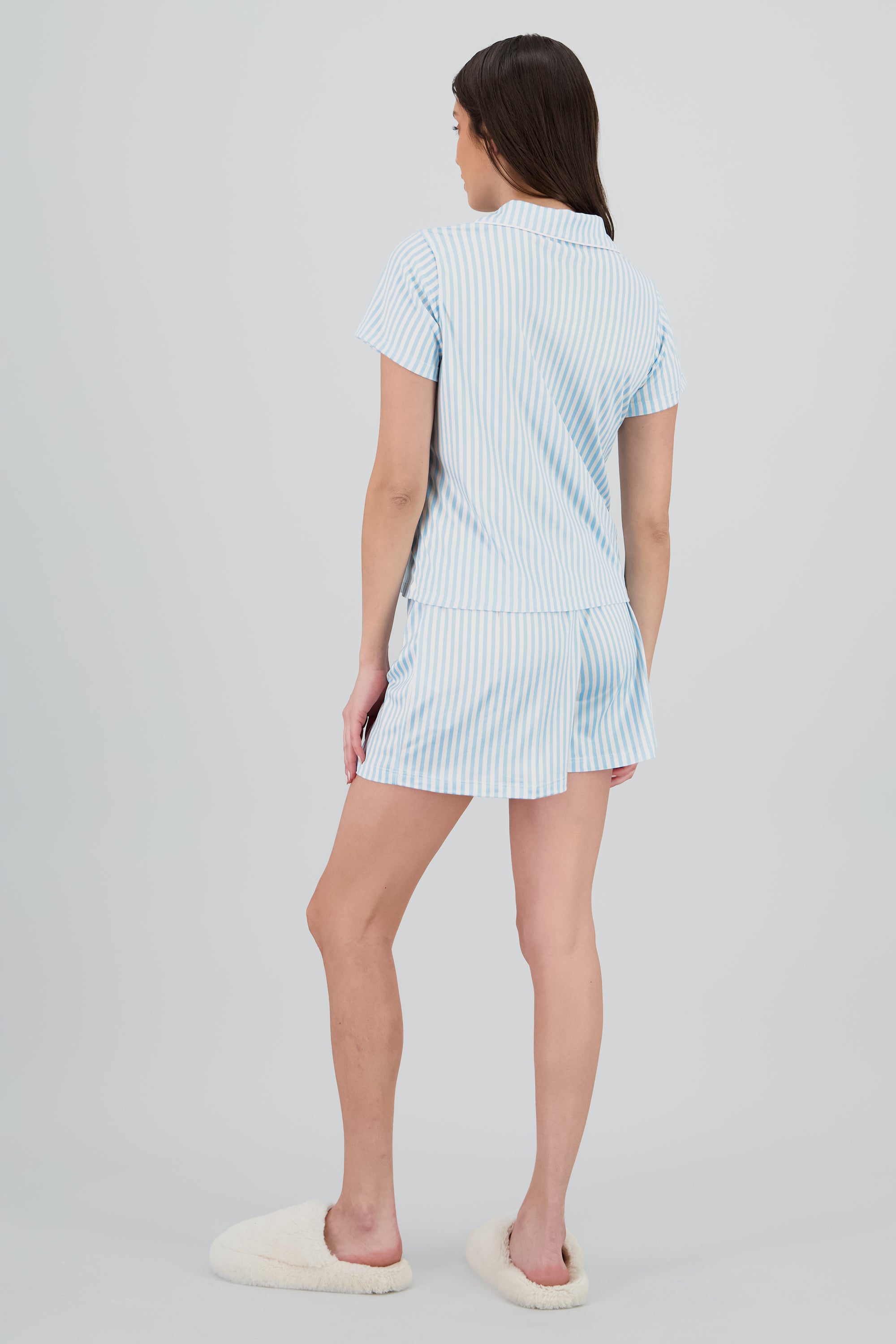 Pijama rayas camisera AZUL PASTEL