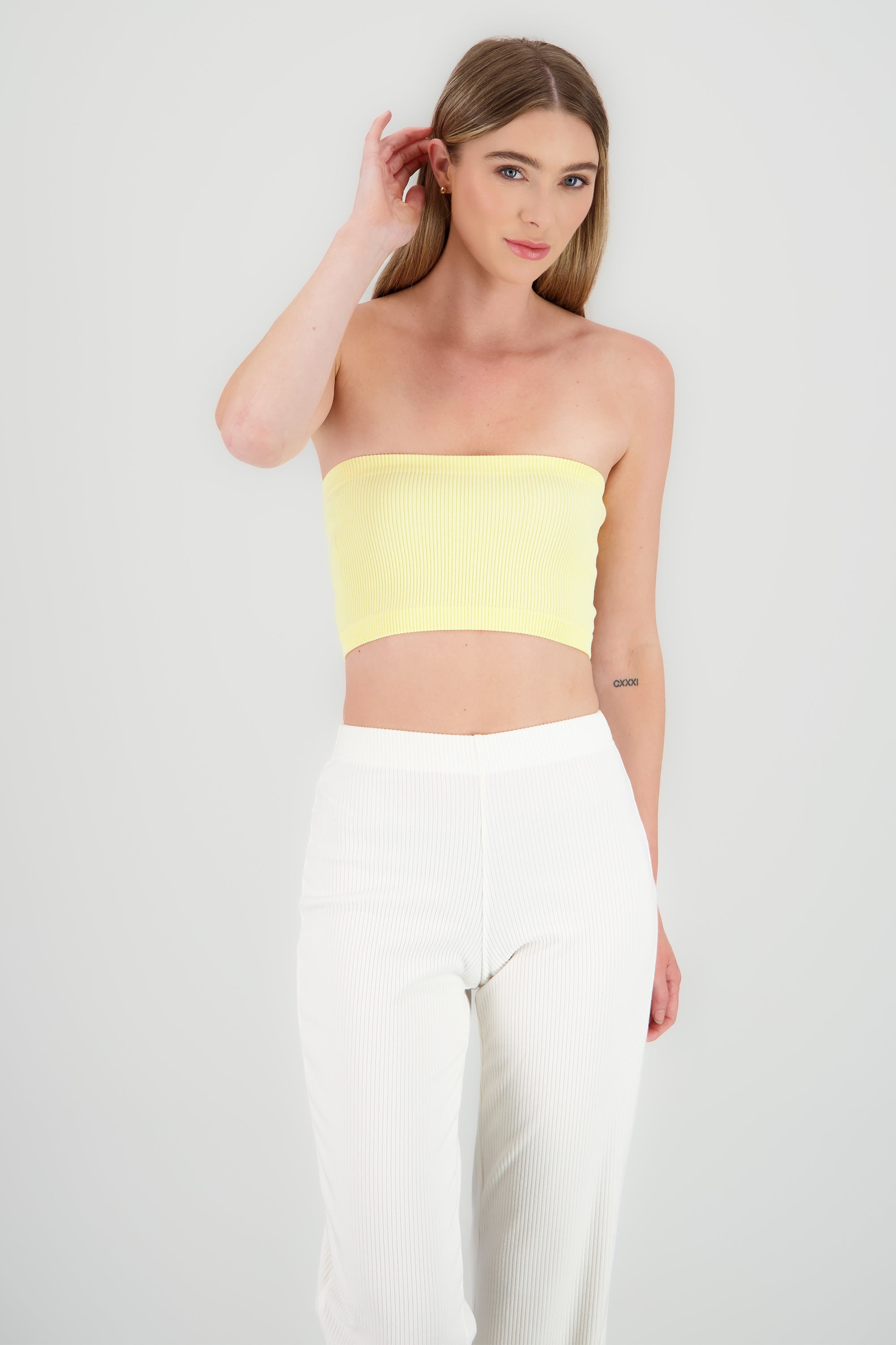 Top tubo rib AMARILLO PASTEL