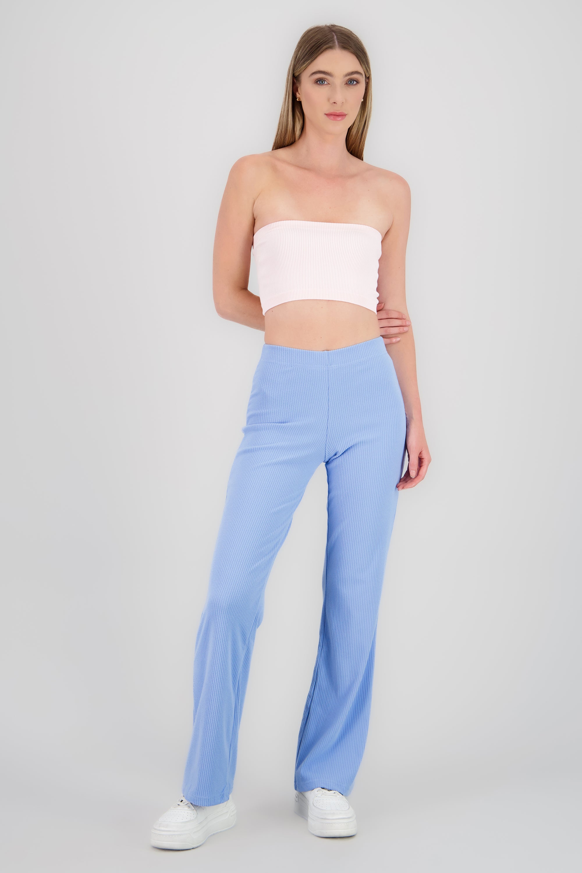 Pantalon amplio rib AZUL PASTEL