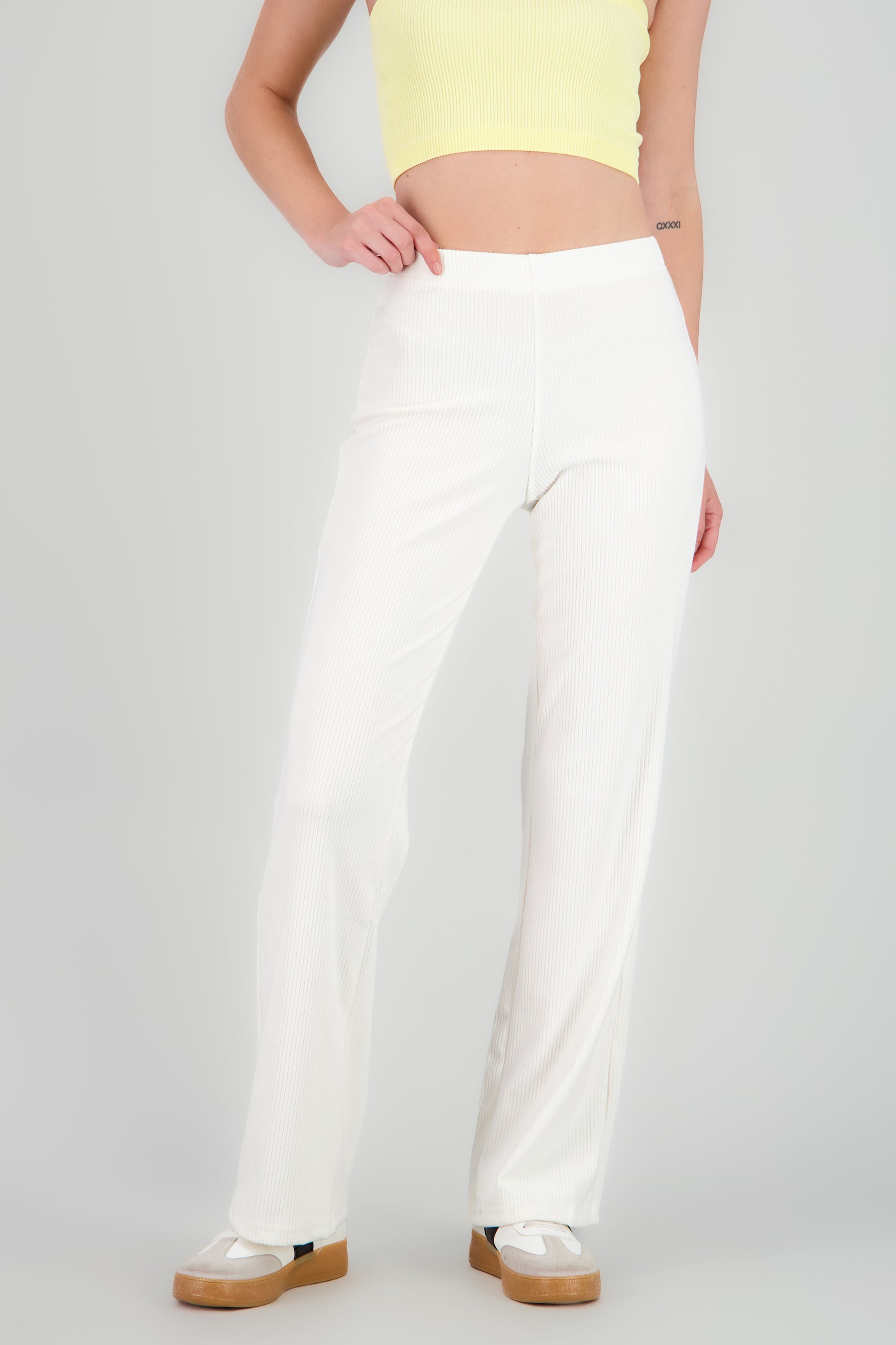 Pantalon amplio rib BLANCO