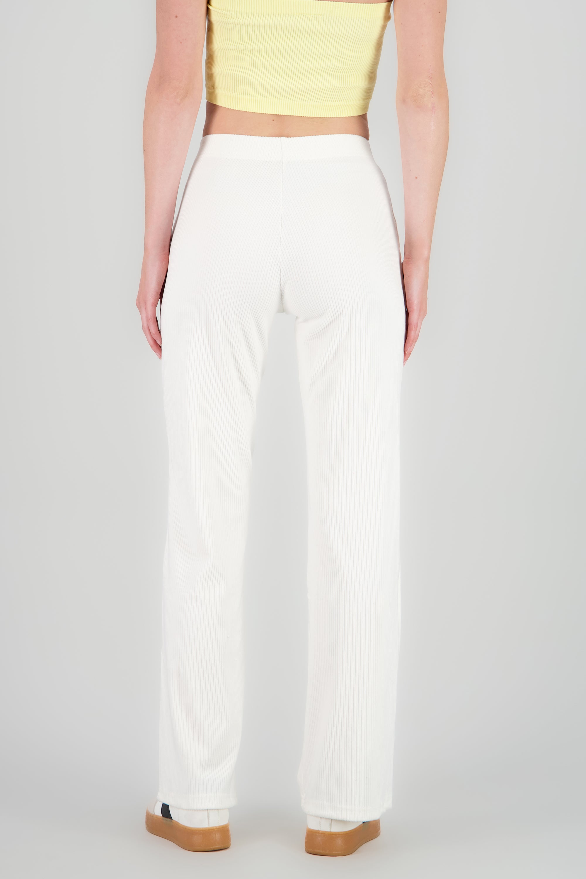 Pantalon amplio rib BLANCO