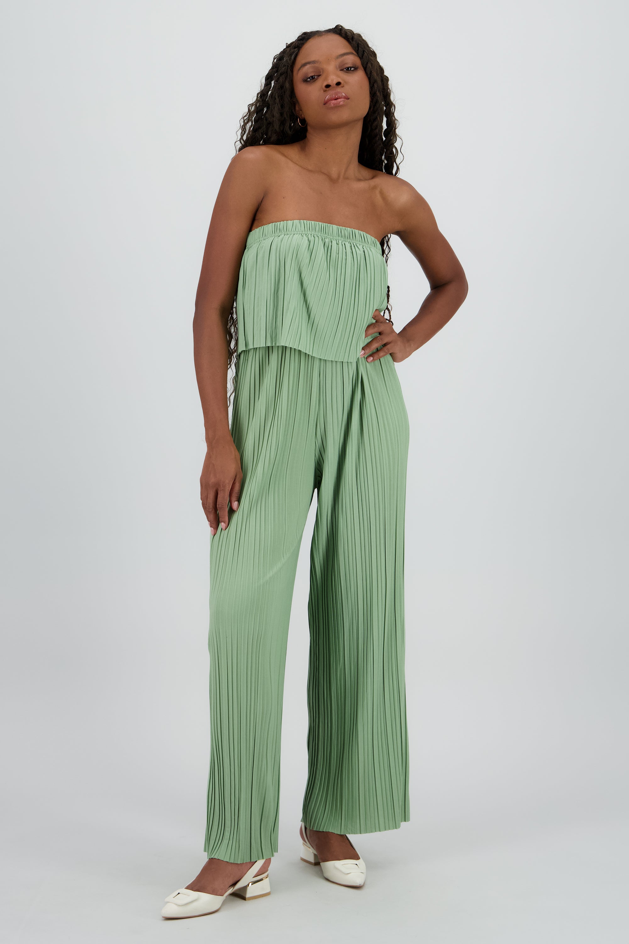 Jumpsuit strapless plisado OLIVO