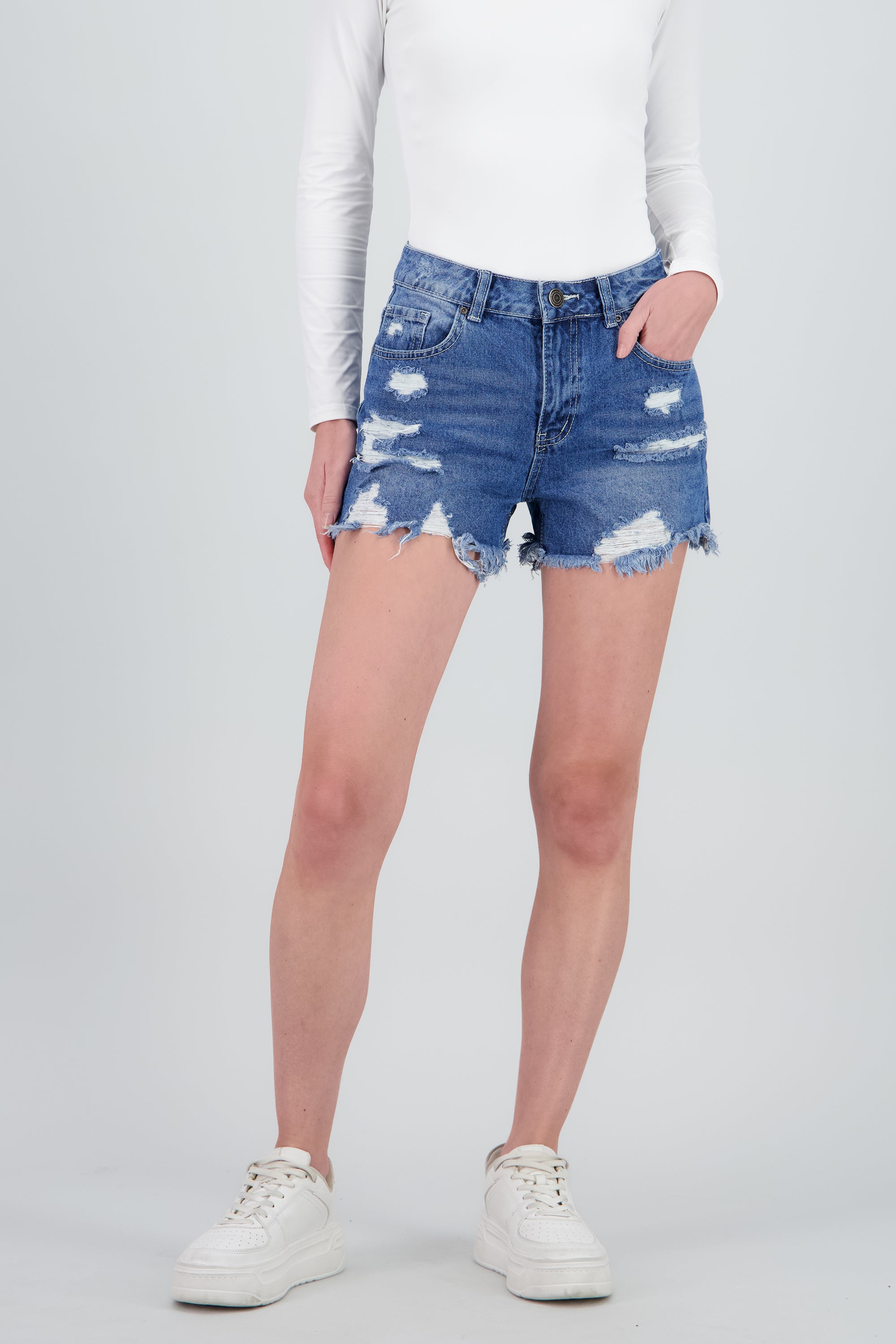 Short destrucciones flequillo MEDIUM WASH