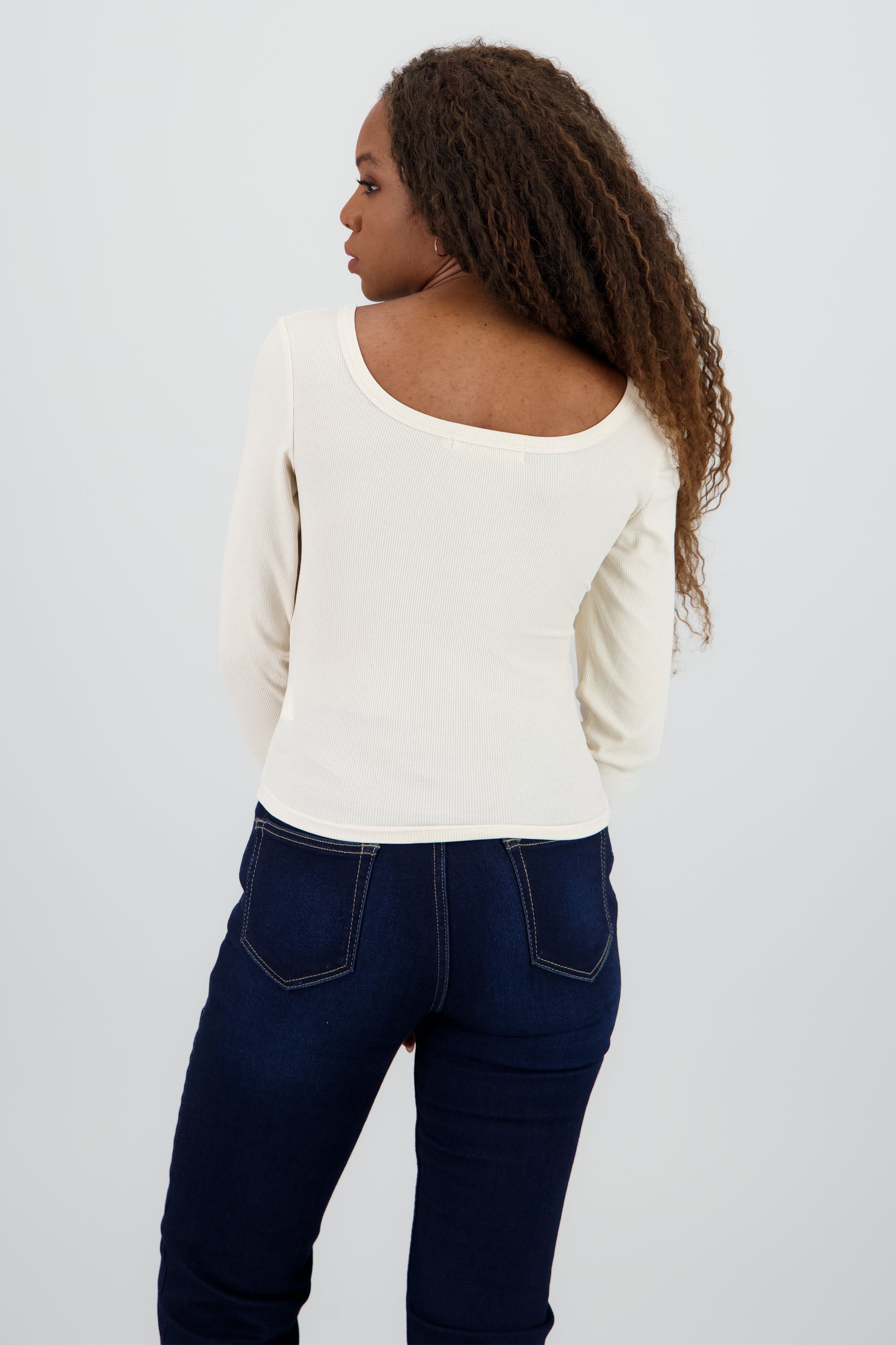 Blusa manga larga cuello redondo BEIGE