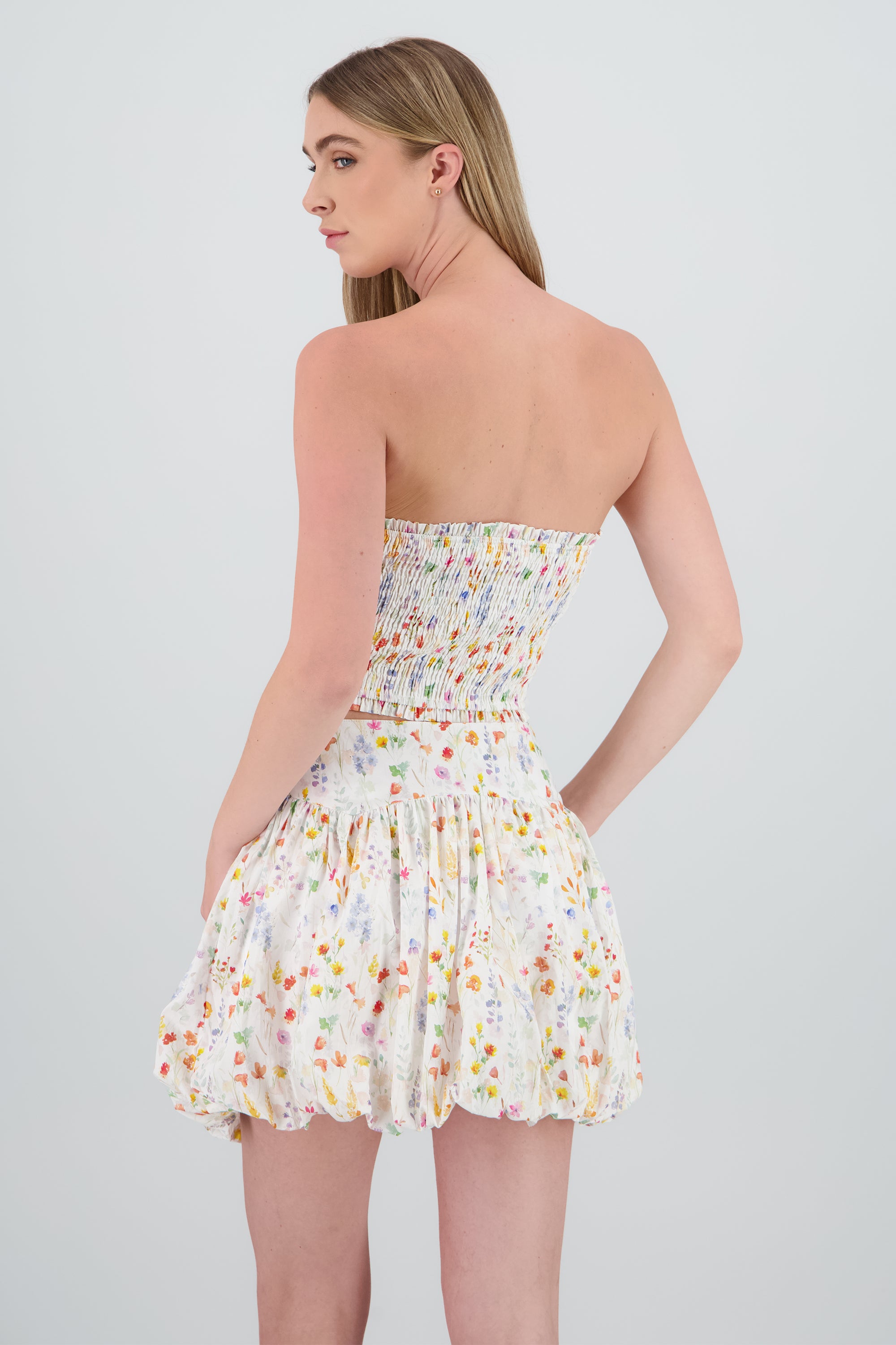 Top tubo estampado flores BLANCO COMBO