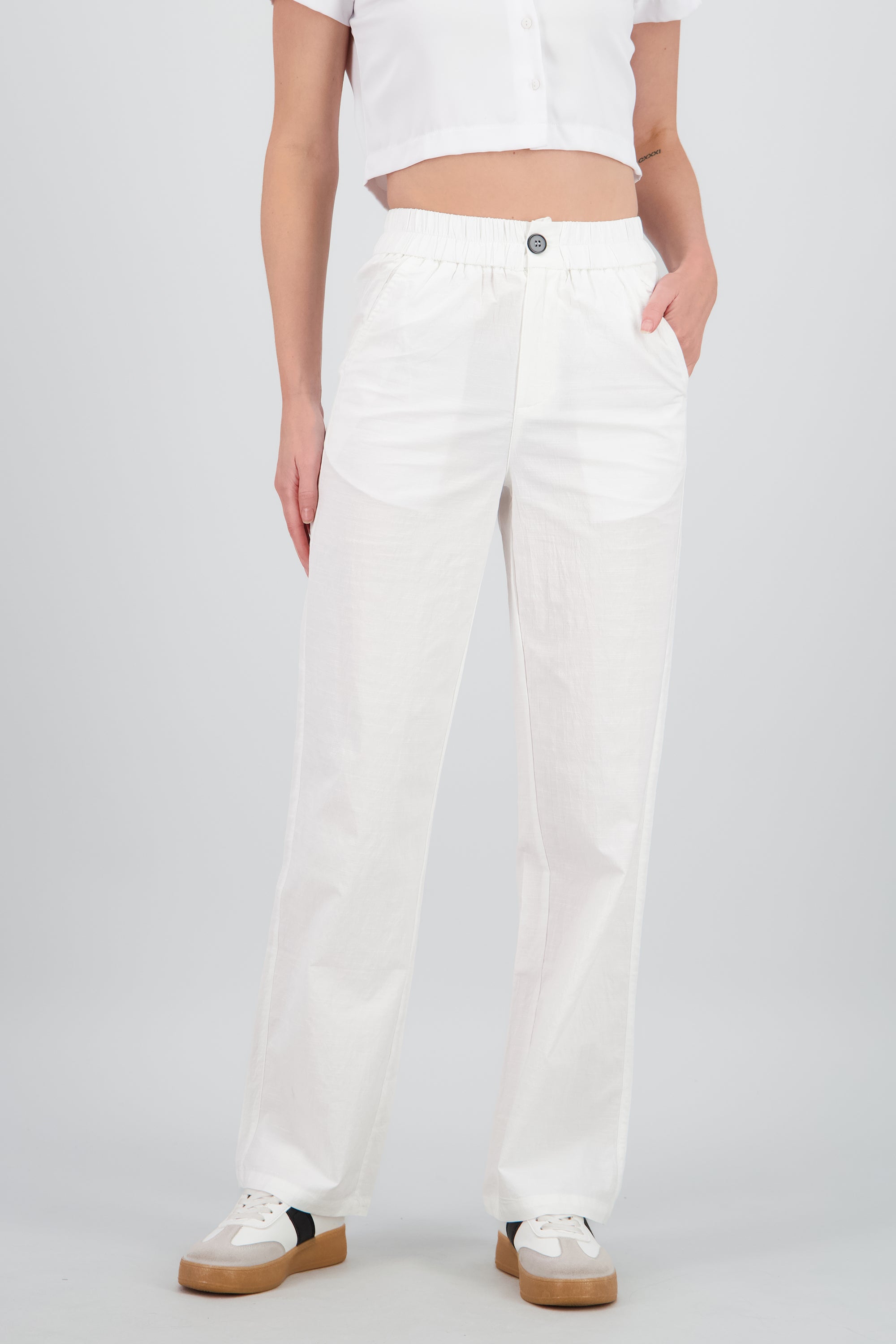 Pantalon vestir recto BLANCO