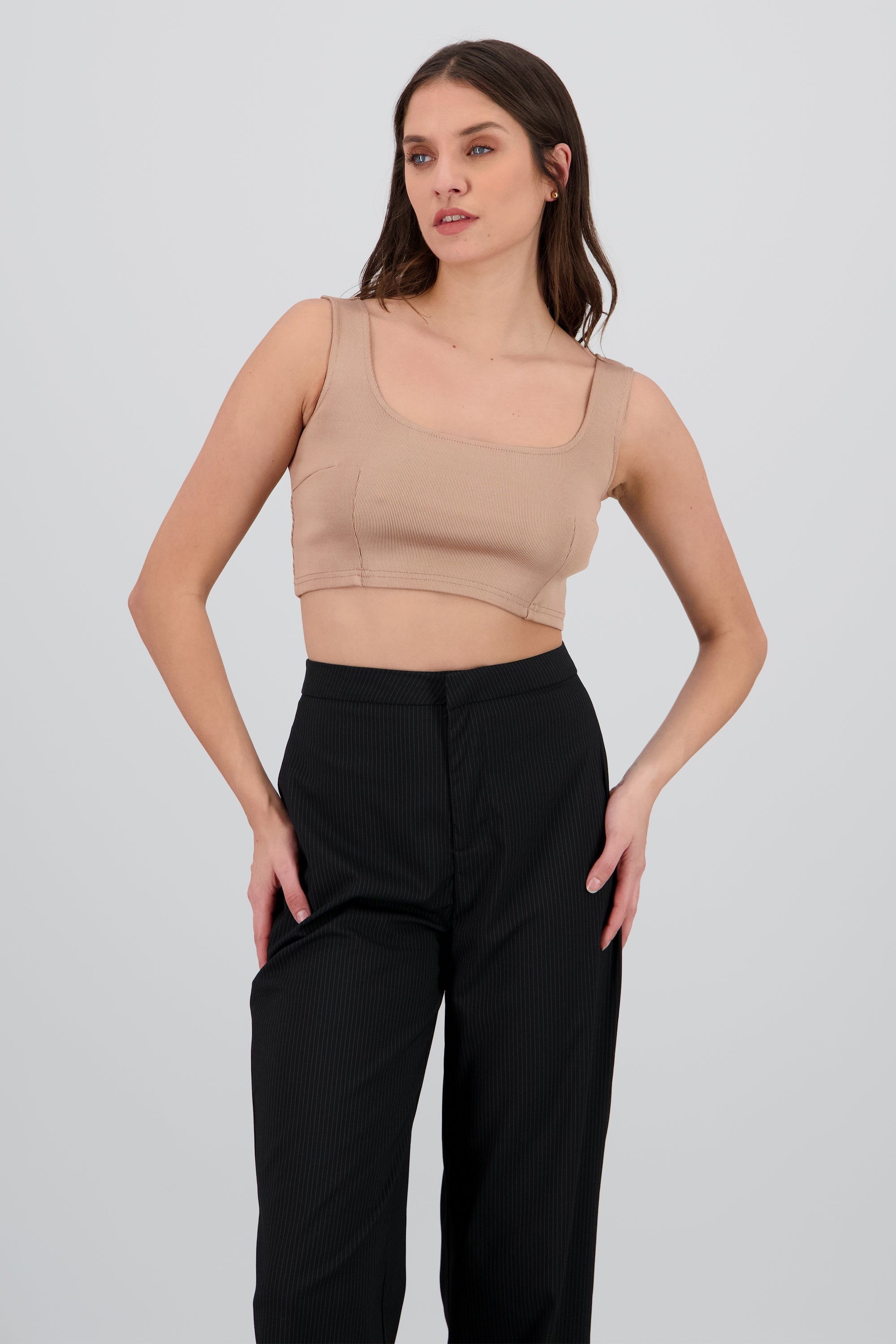 Top crop tirantes escote cuadrado ORO ROSA