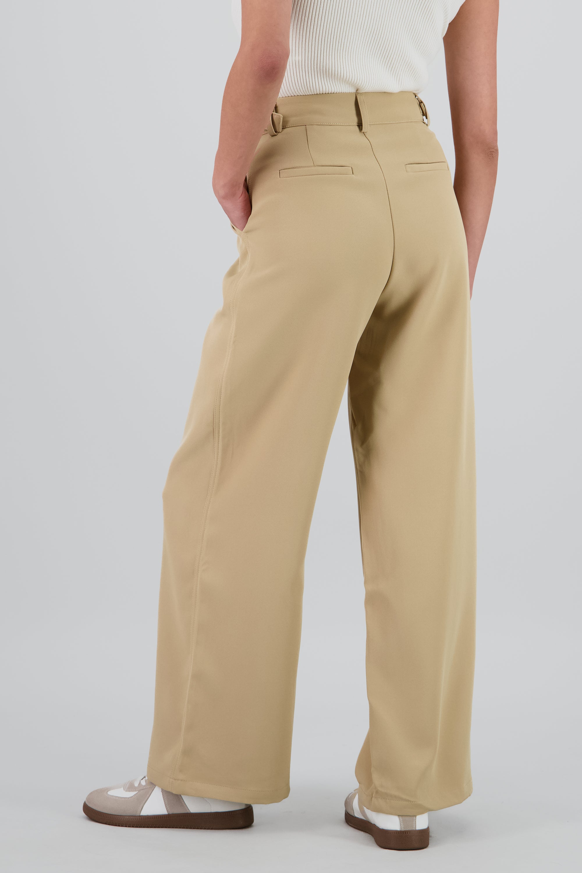 Pantalon wide leg detalle pretina BEIGE