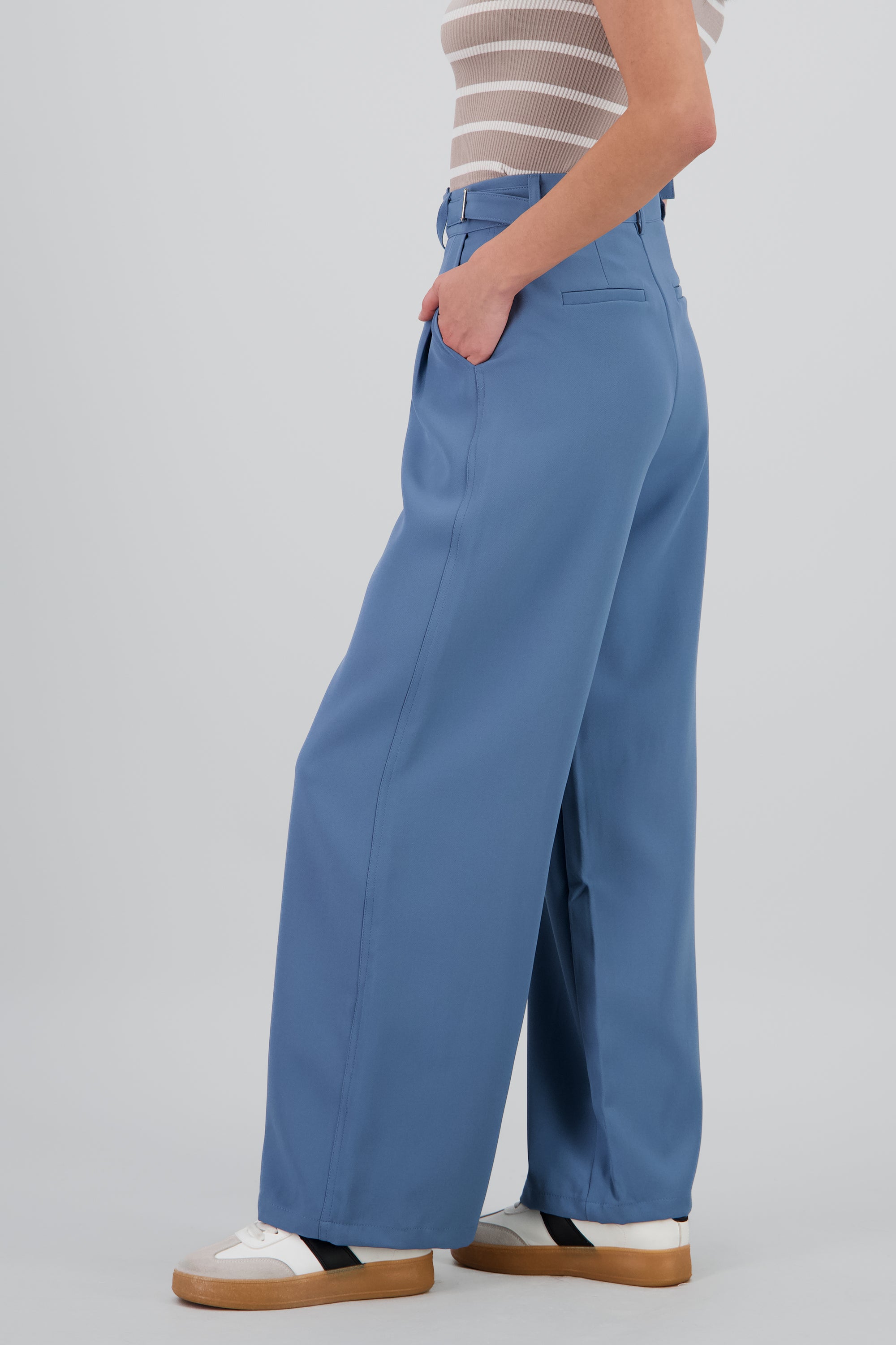 Pantalon wide leg detalle pretina AZUL