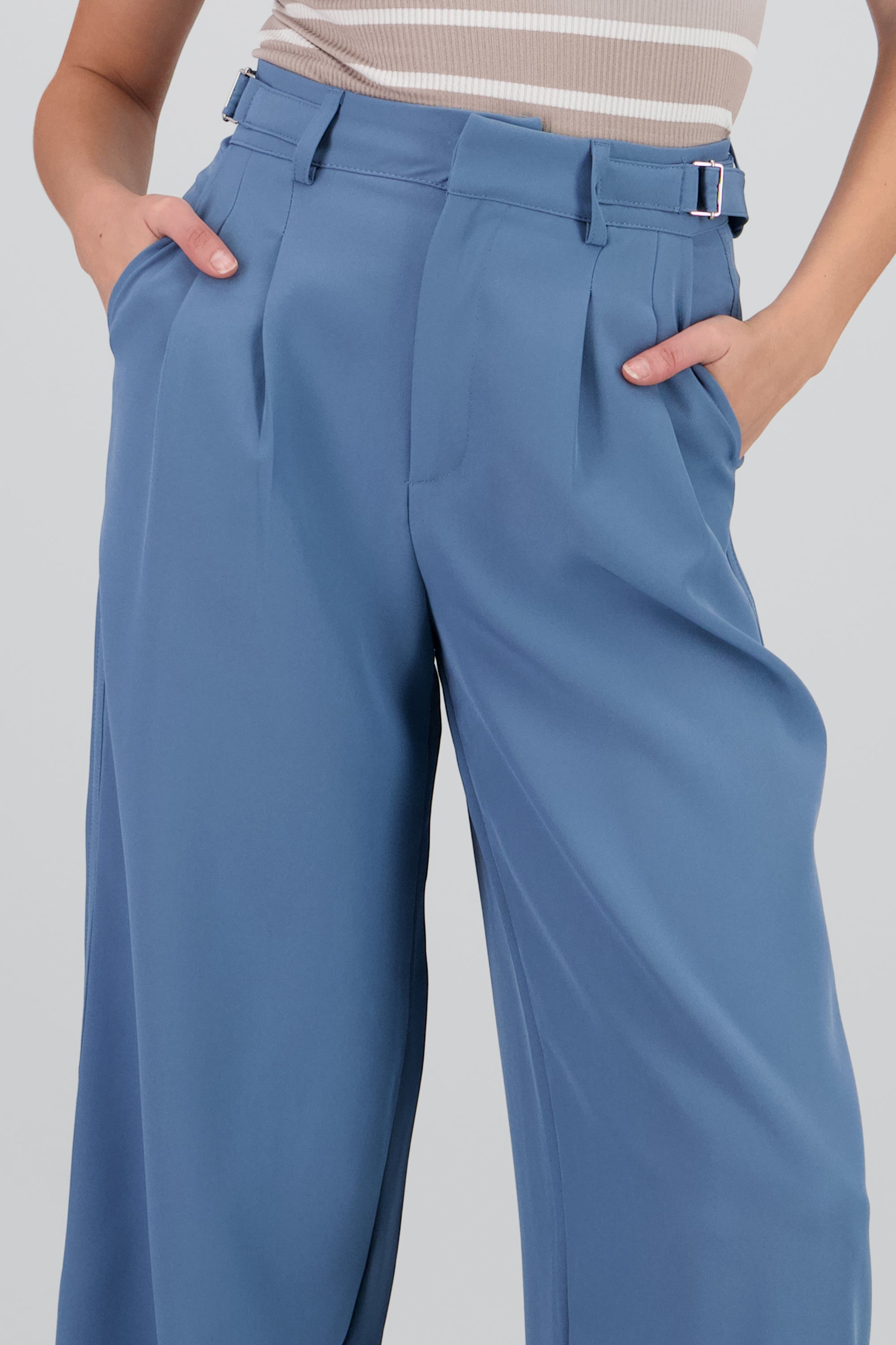 Pantalon wide leg detalle pretina AZUL