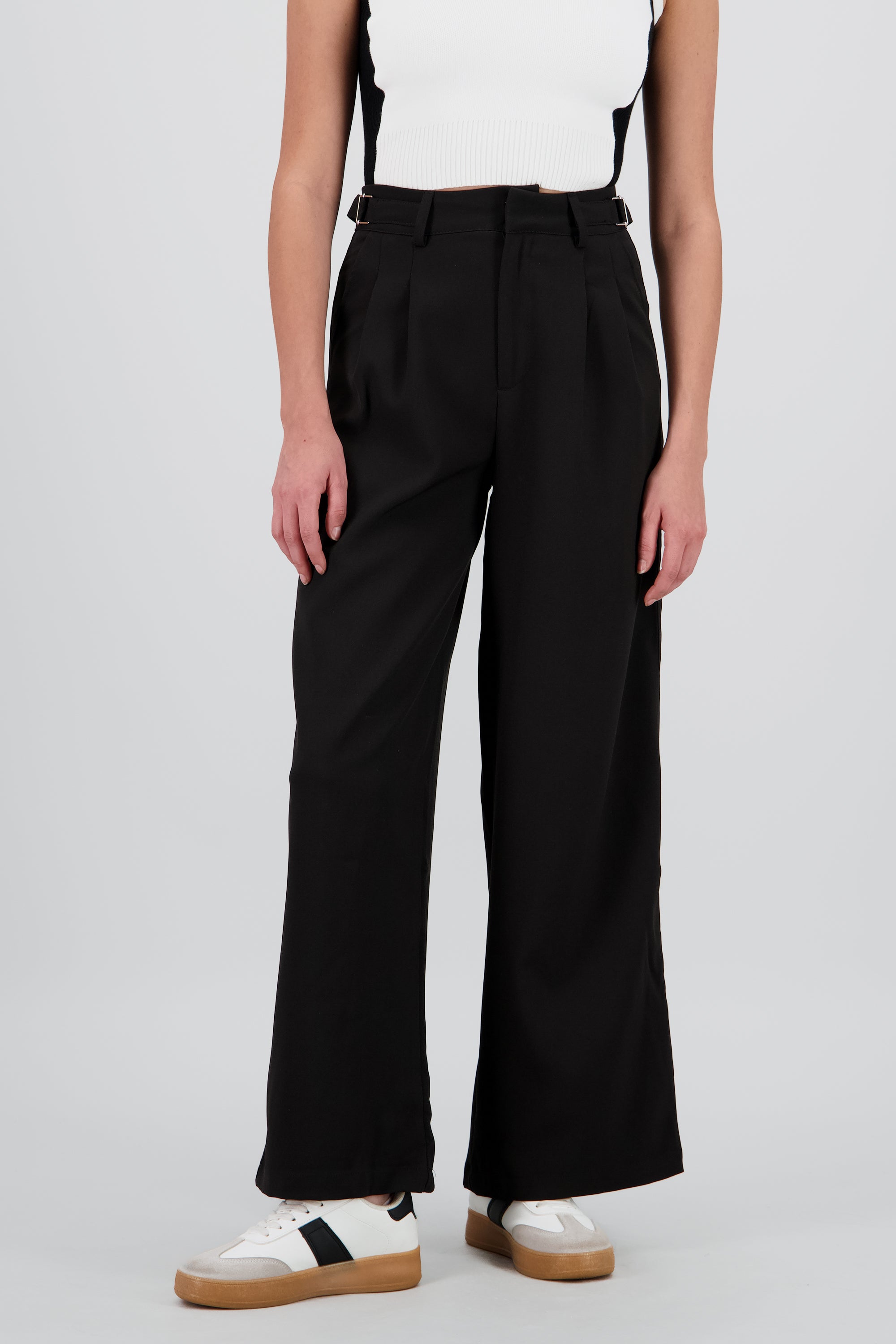 Pantalon wide leg detalle pretina NEGRO