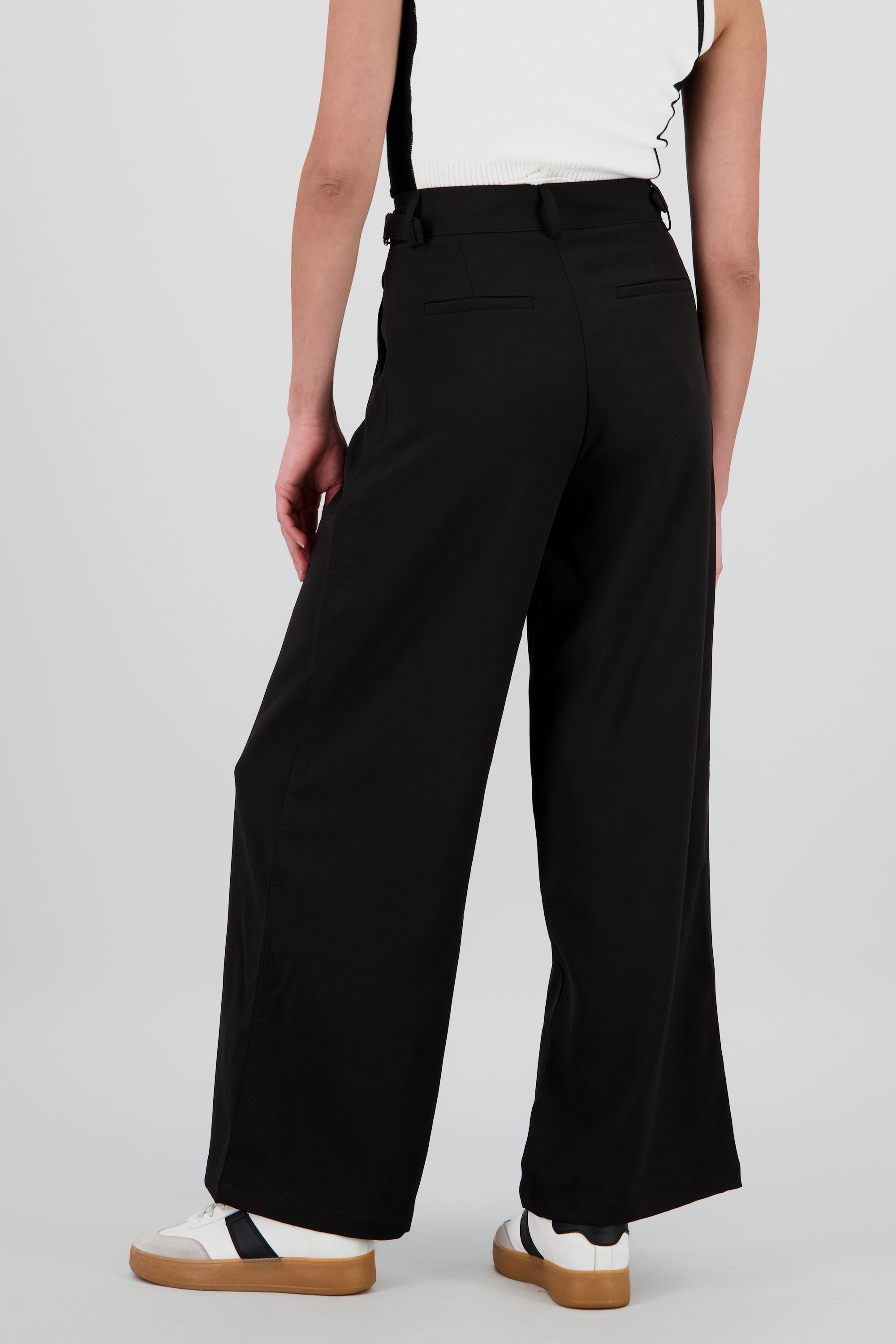 Pantalon wide leg detalle pretina NEGRO