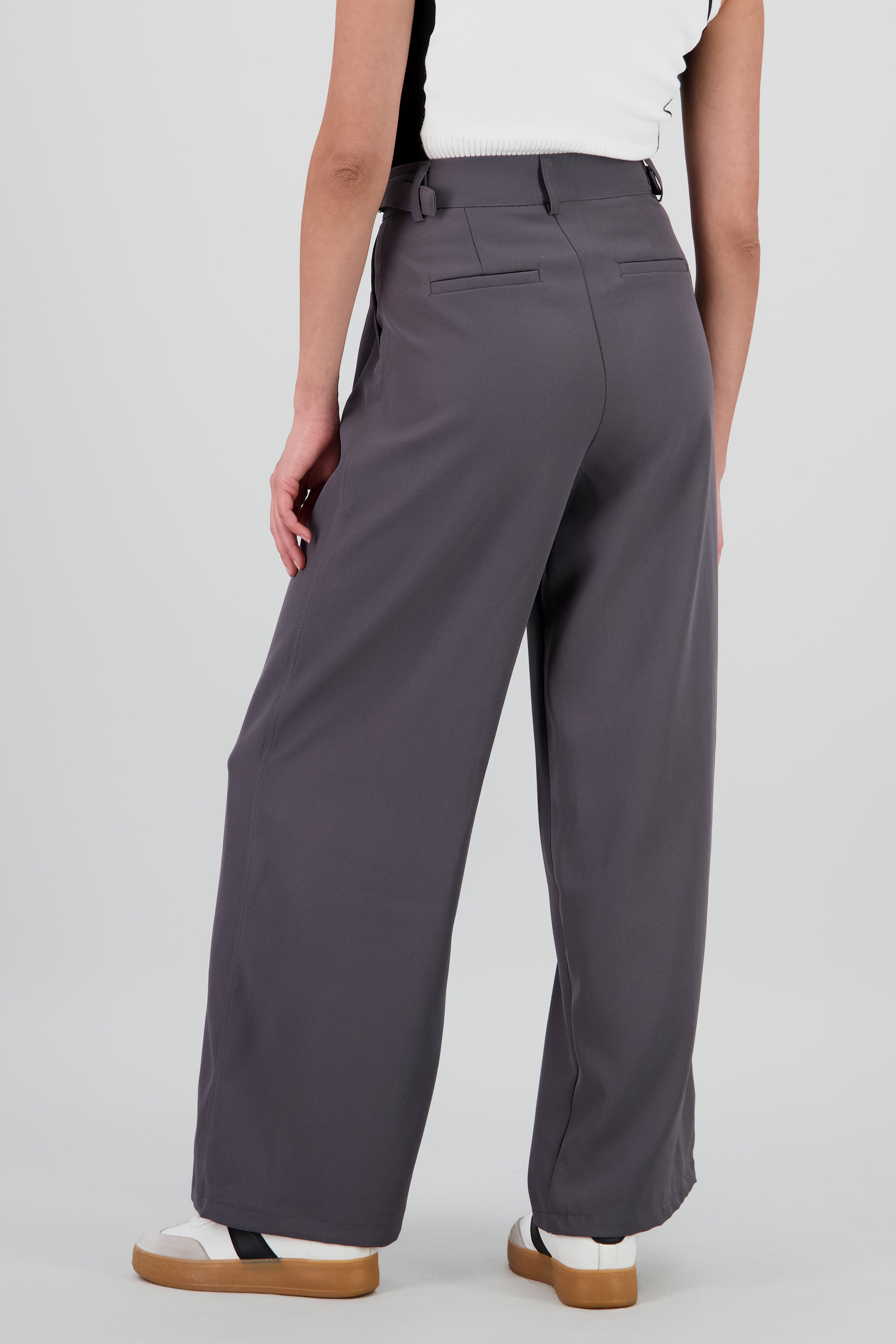 Pantalon wide leg detalle pretina GRIS