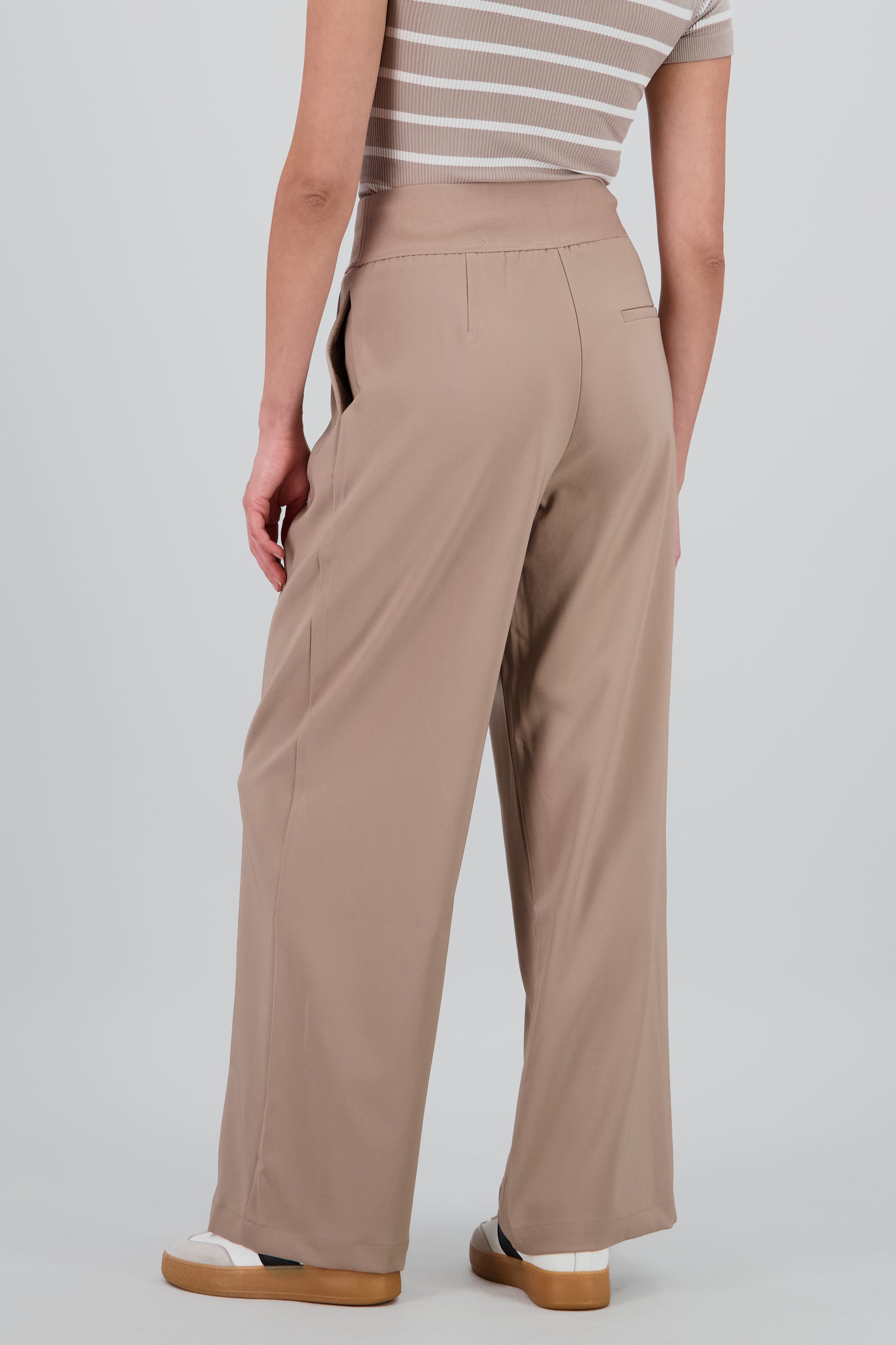 Pantalon wide leg detalle resorte BEIGE