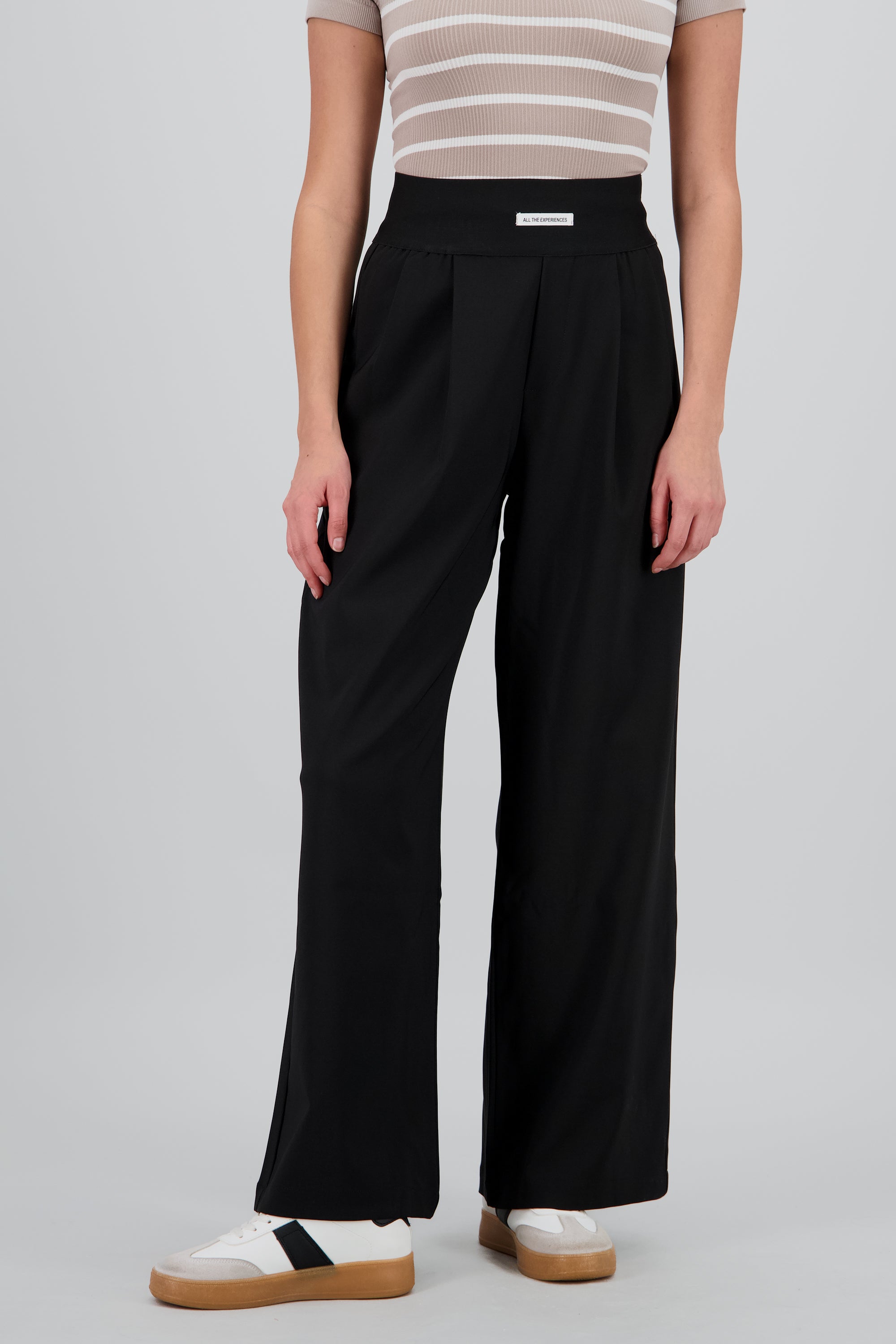 Pantalon wide leg detalle resorte NEGRO