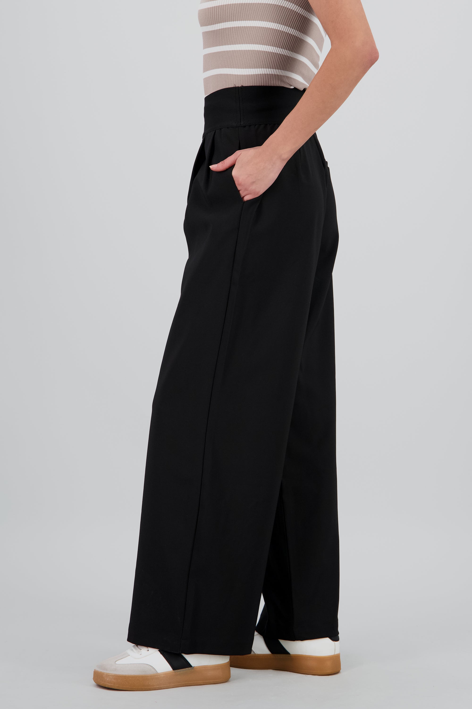 Pantalon wide leg detalle resorte NEGRO